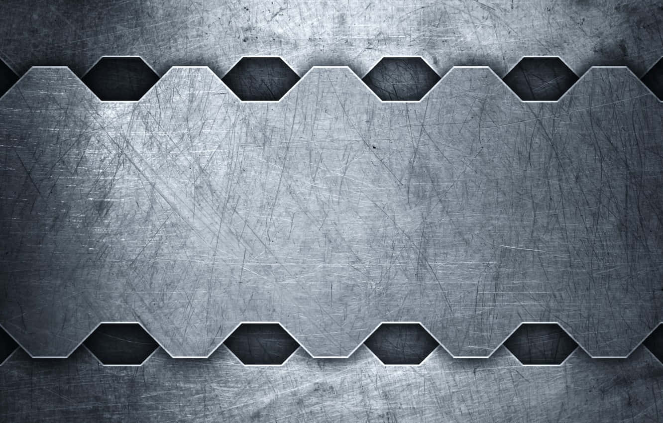 brushed metal, hexagonal cutouts, rugged industrial border, HD Desktop Wallpaper
