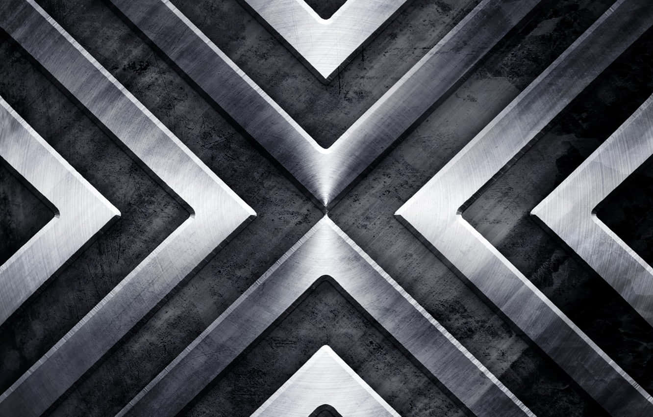 shiny steel, metallic chevron patterns, central point, HD Desktop Wallpaper
