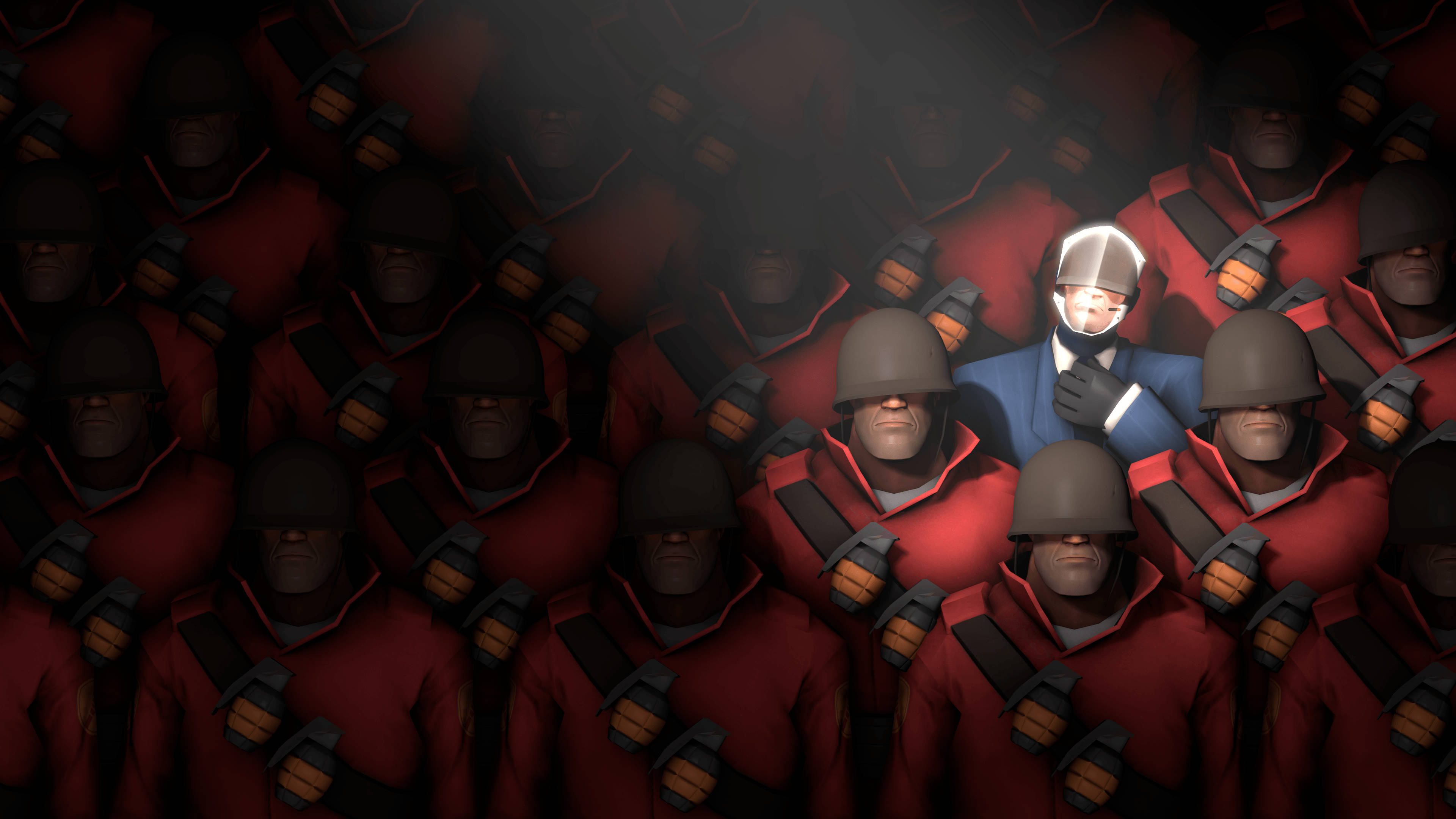 Tf2 4K, blue suit, silver helmet, 4K Desktop Wallpaper