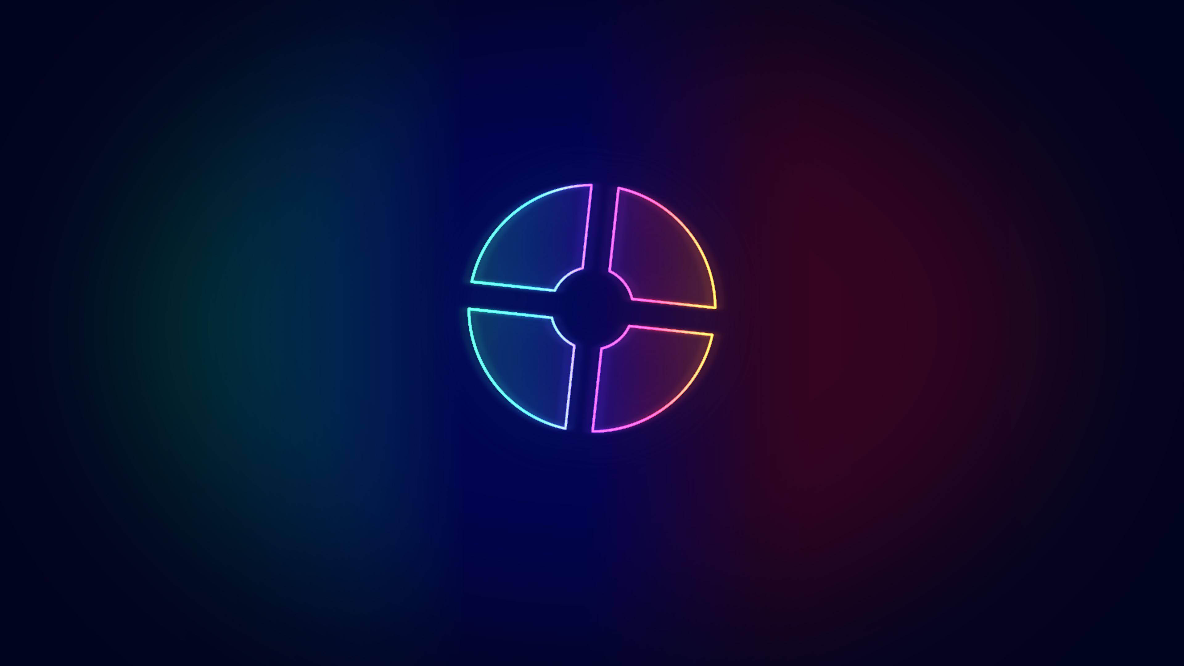 Tf2 Logo, neon circle, glowing, 4K Desktop Wallpaper