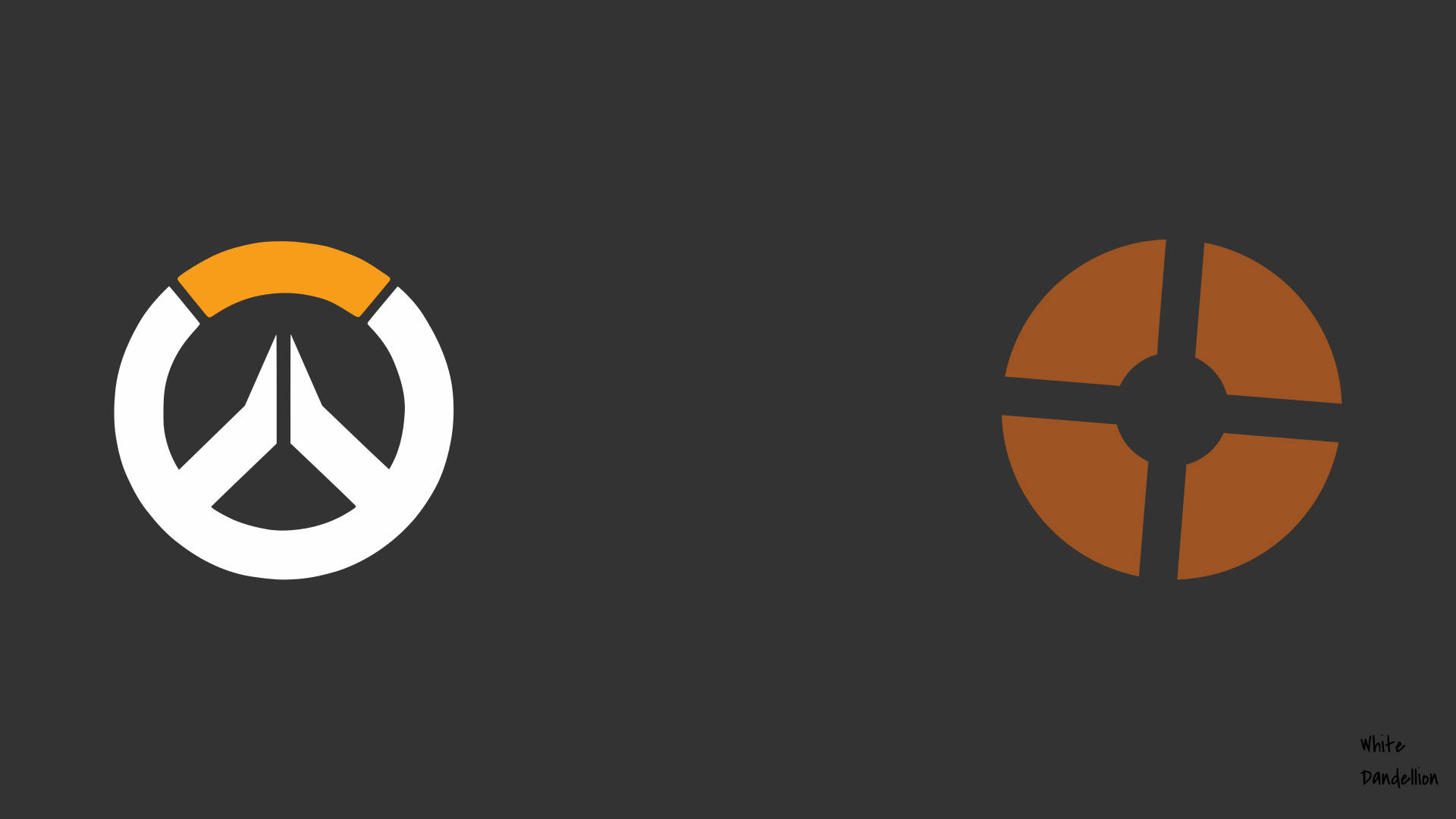 TF2 Logo, dark gray background, white with orange accent, Full HD Desktop Wallpaper