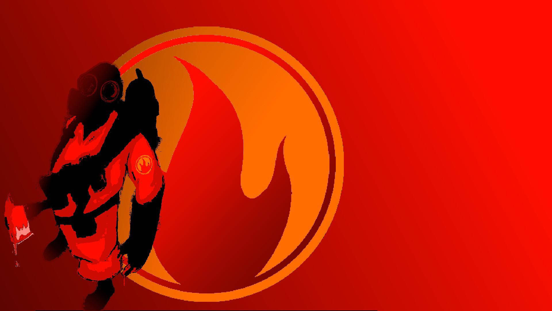 Tf2 Logo, firefighter silhouette, fiery circular emblem, Full HD Desktop Wallpaper
