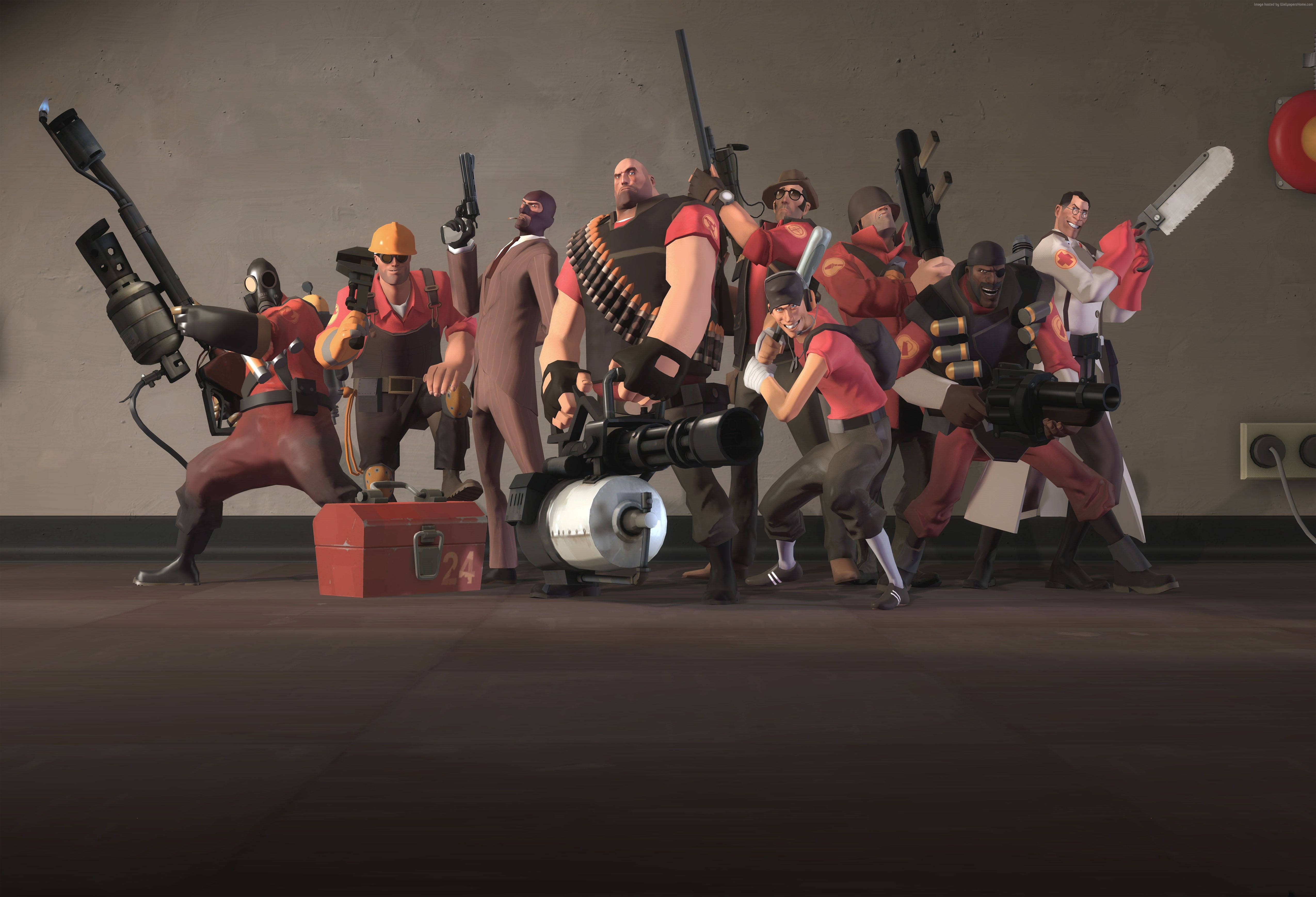 TF2, red uniforms, red toolbox, 4K Desktop Wallpaper