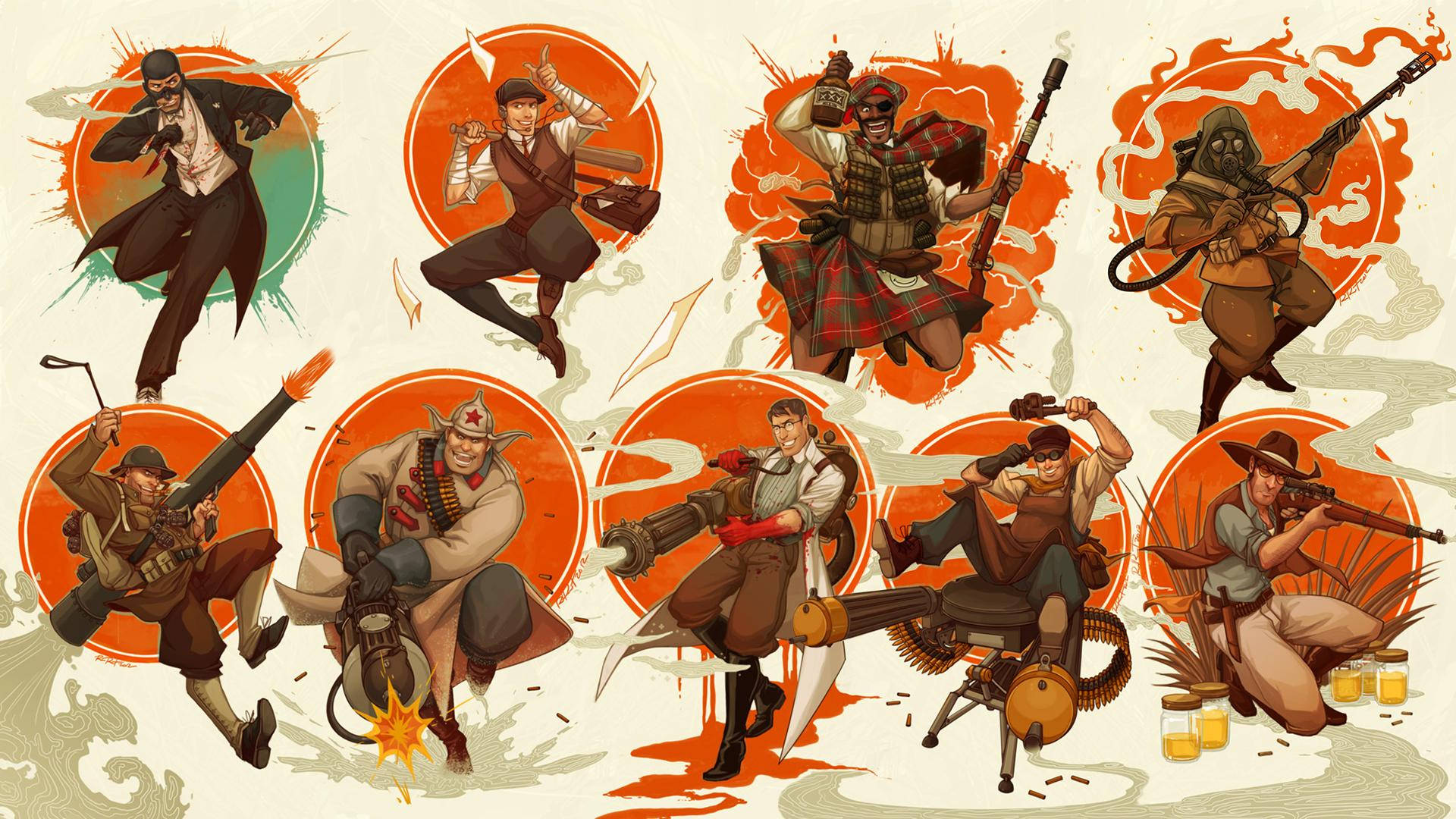 TF2, warriors, firearms, Full HD Desktop Wallpaper