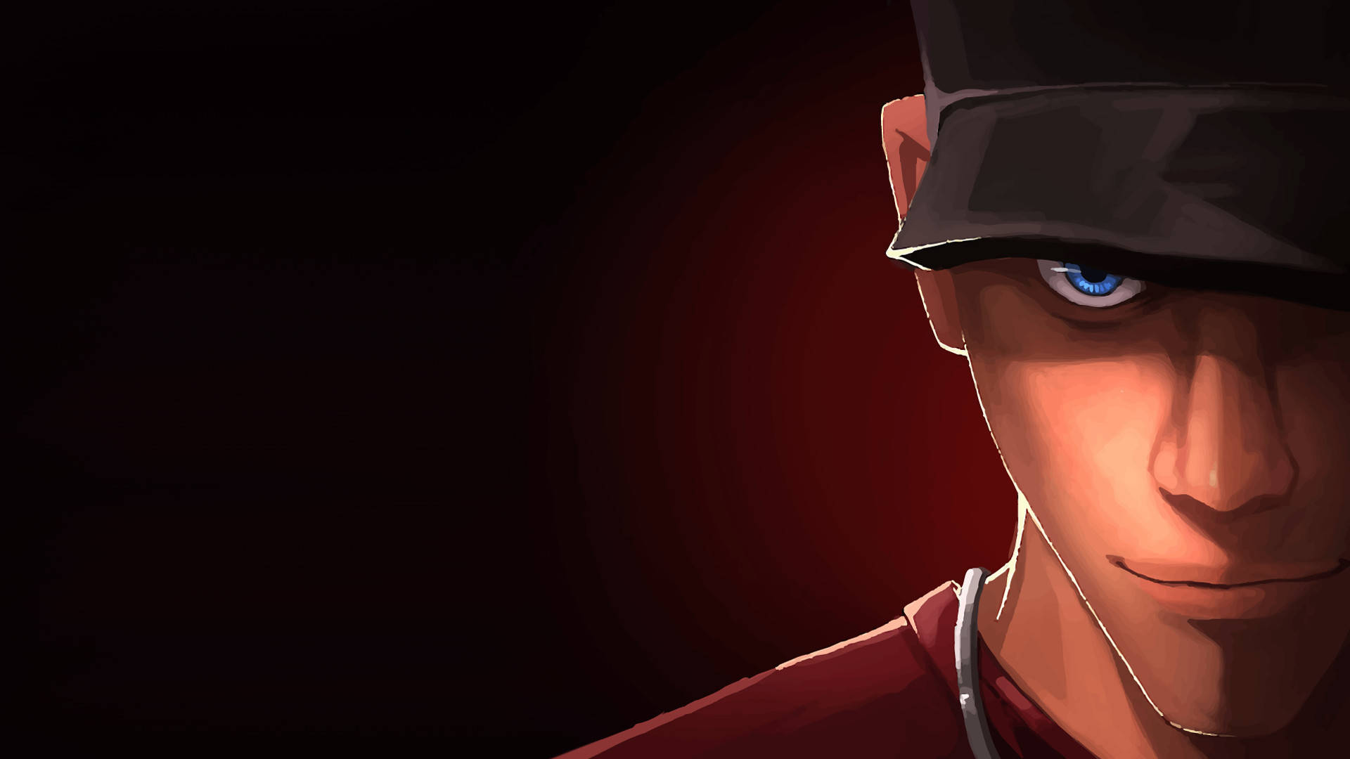 TF2 Logo, black cap, blue eye, Full HD Desktop Wallpaper