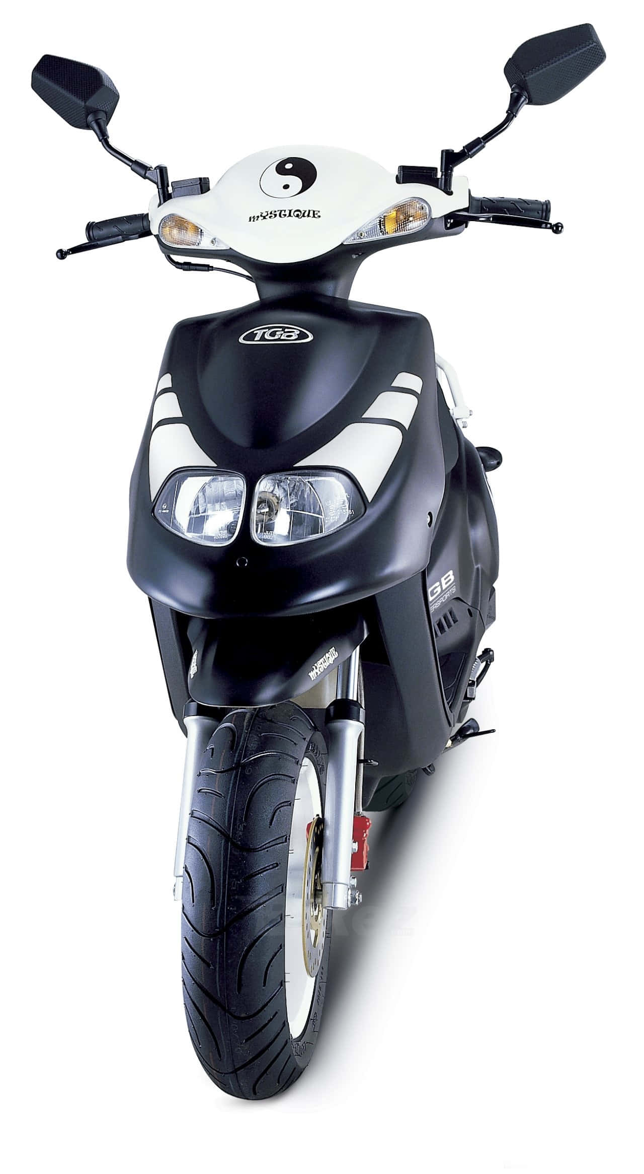TGB Motorcycle, sleek black and white scooter, yin yang symbol, Full HD Phone Wallpaper