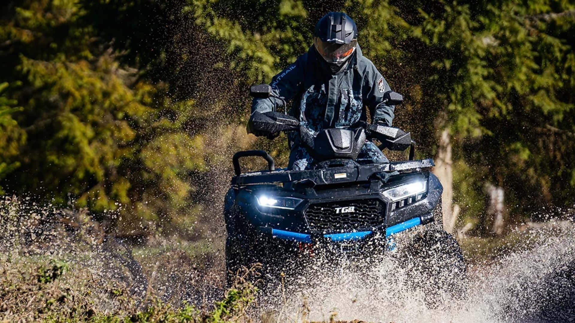 TGB Motorcycle, black and blue, muddy terrain, Full HD Desktop Wallpaper
