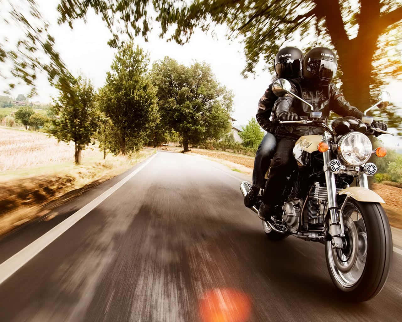 TGB Motorcycle, black helmets, leather gear, HD Desktop Wallpaper