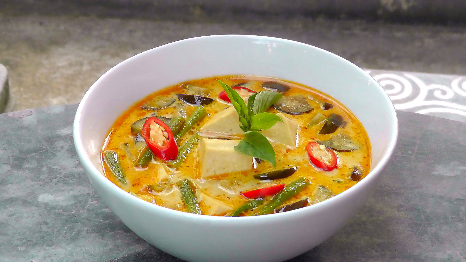 vegan red thai curry, tofu, chili, Full HD Desktop Wallpaper