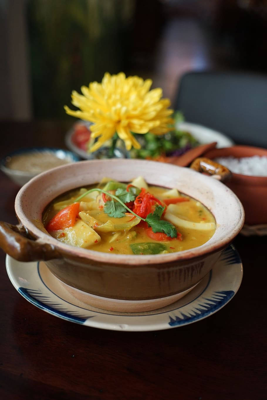 yellow thai curry, chicken, coconut, HD Phone Wallpaper