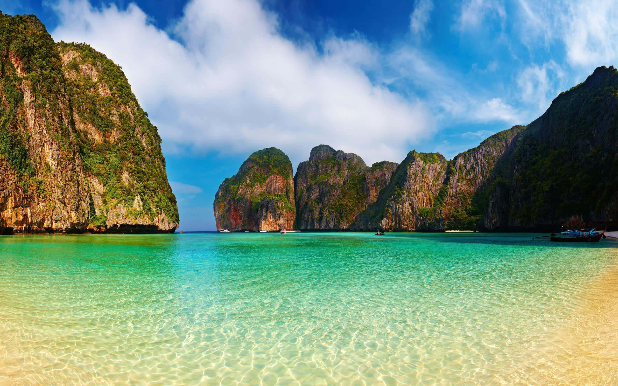 Thailand Beach, turquoise waters, secluded tropical bay, 2K Desktop Wallpaper