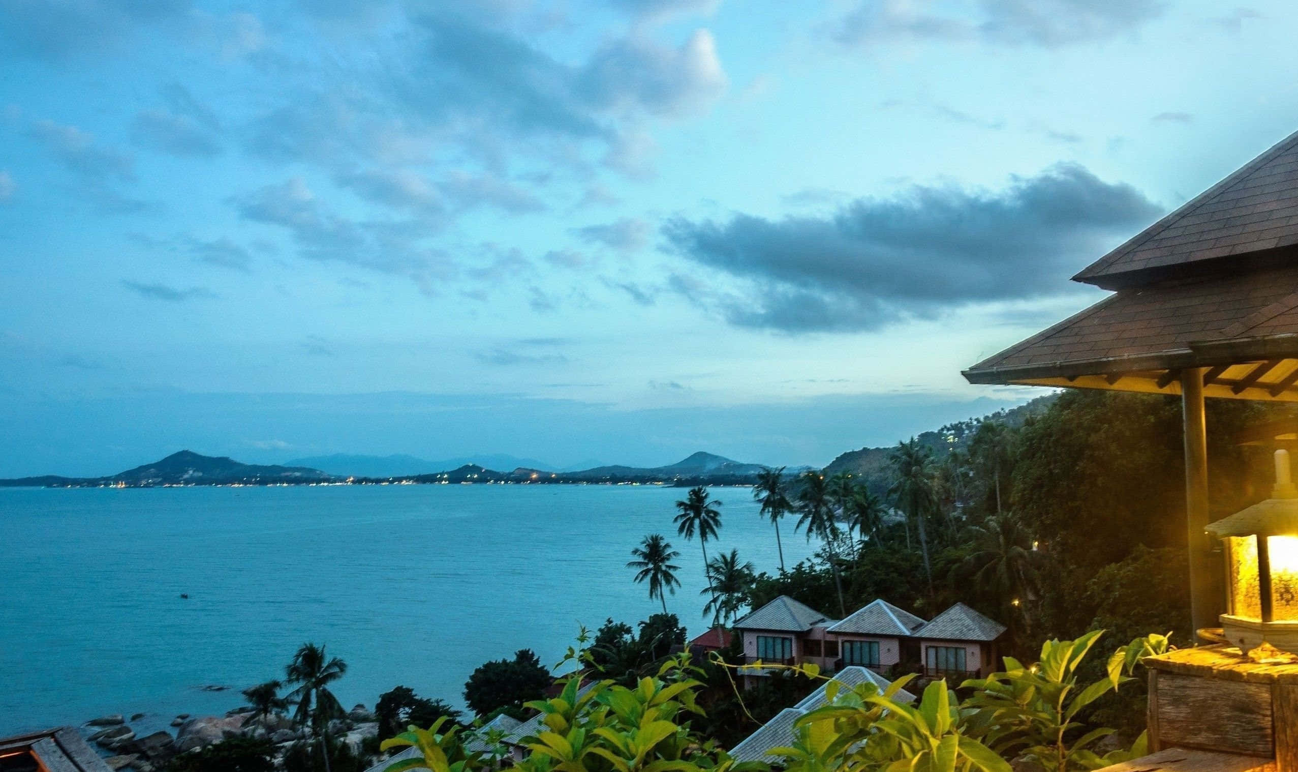 Thailand Beach, tropical villa, calm turquoise sea, Full HD Desktop Wallpaper