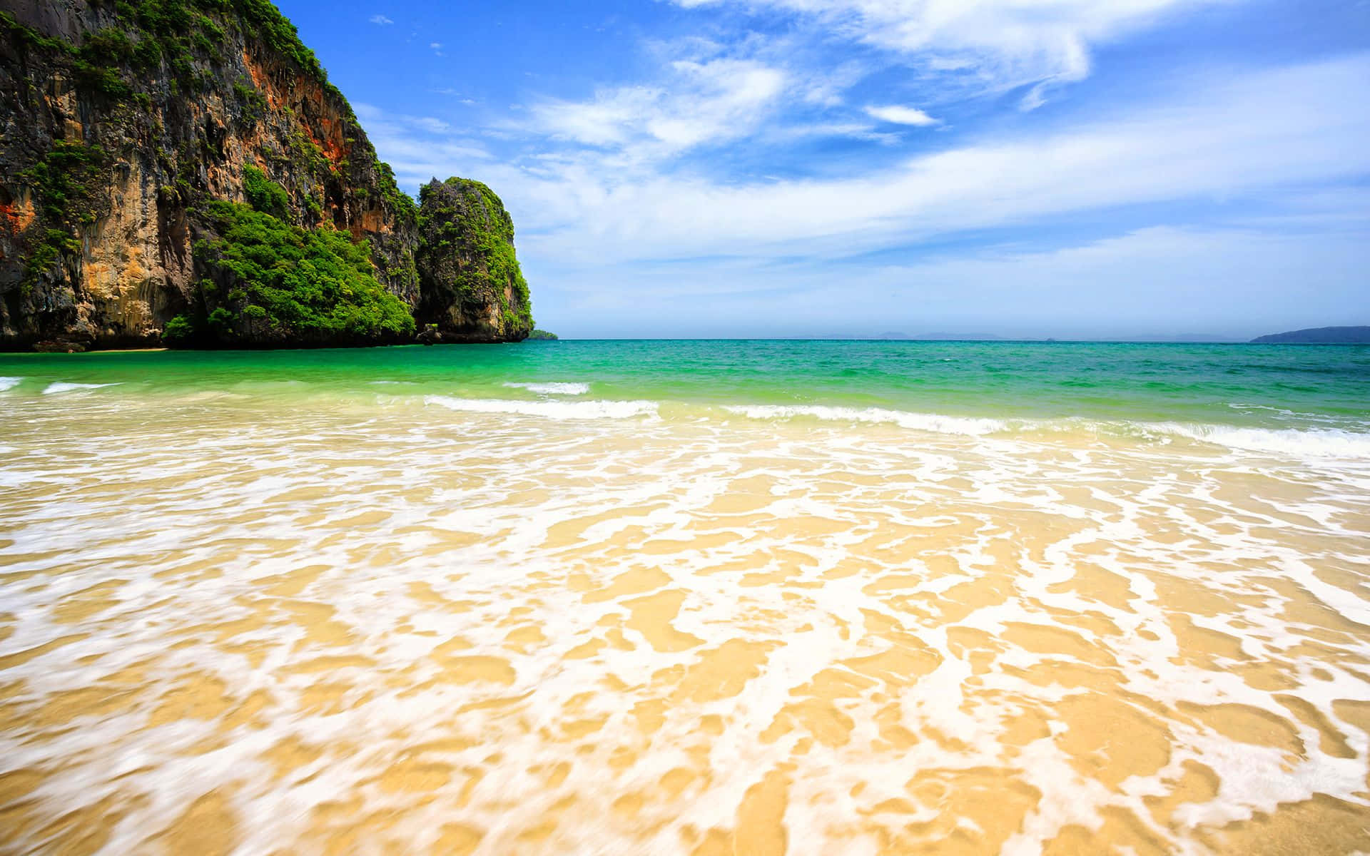 Thailand Beach, turquoise waves, golden sand, Full HD Desktop Wallpaper
