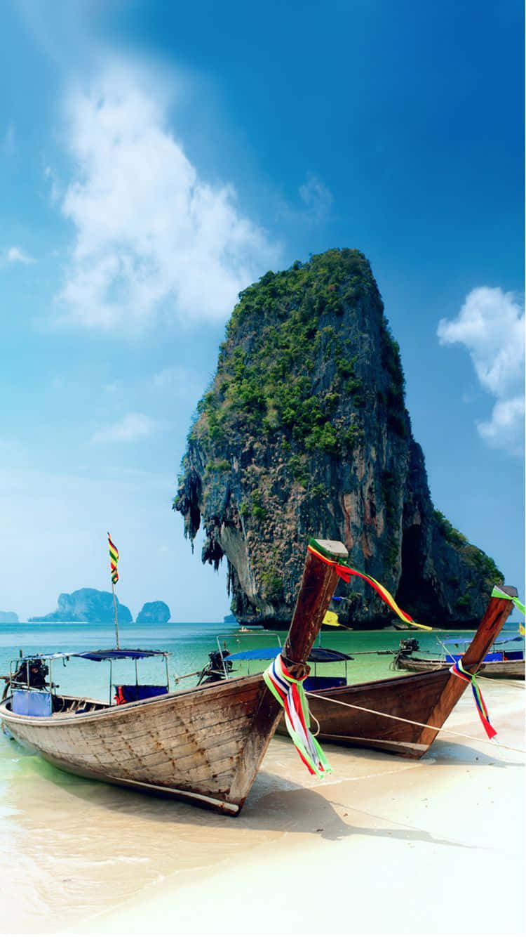 Thailand Beach, longtail boats, white sand beach, HD Phone Wallpaper