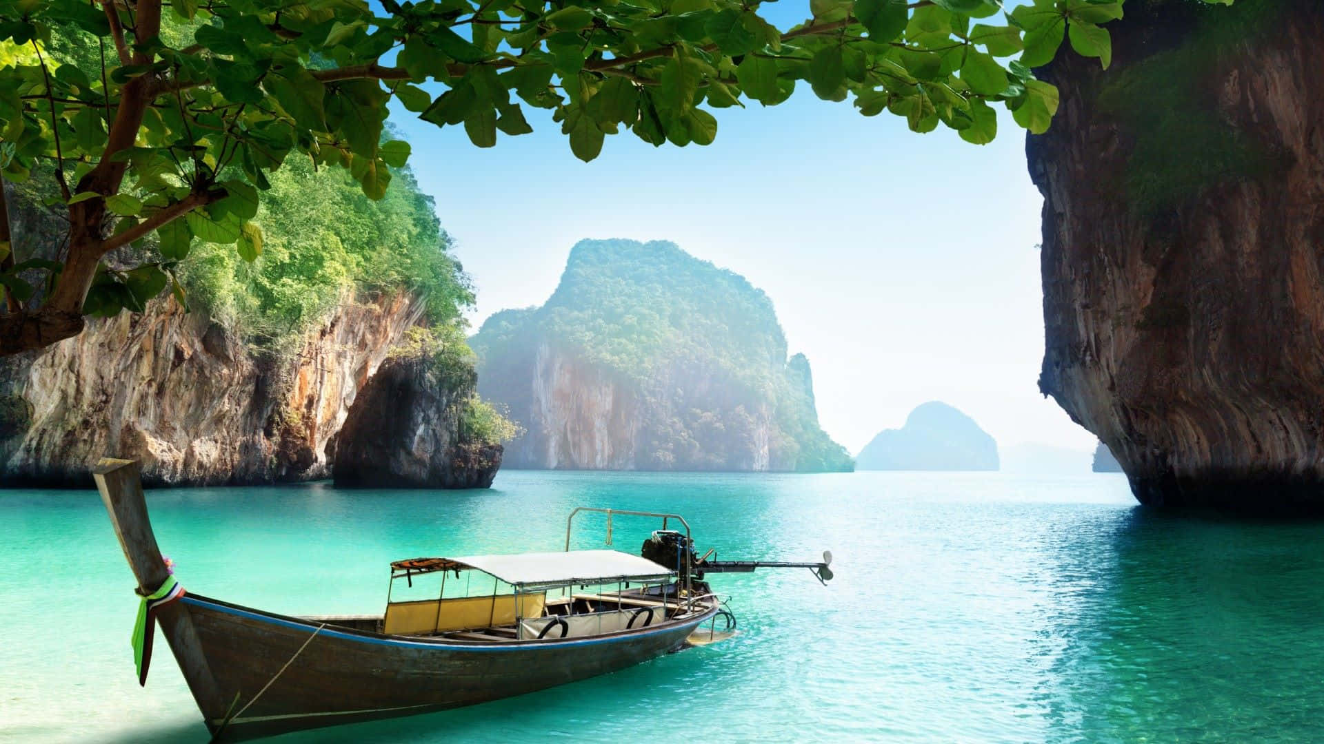 Thailand, tropical paradise, longtail boat, Full HD Desktop Wallpaper