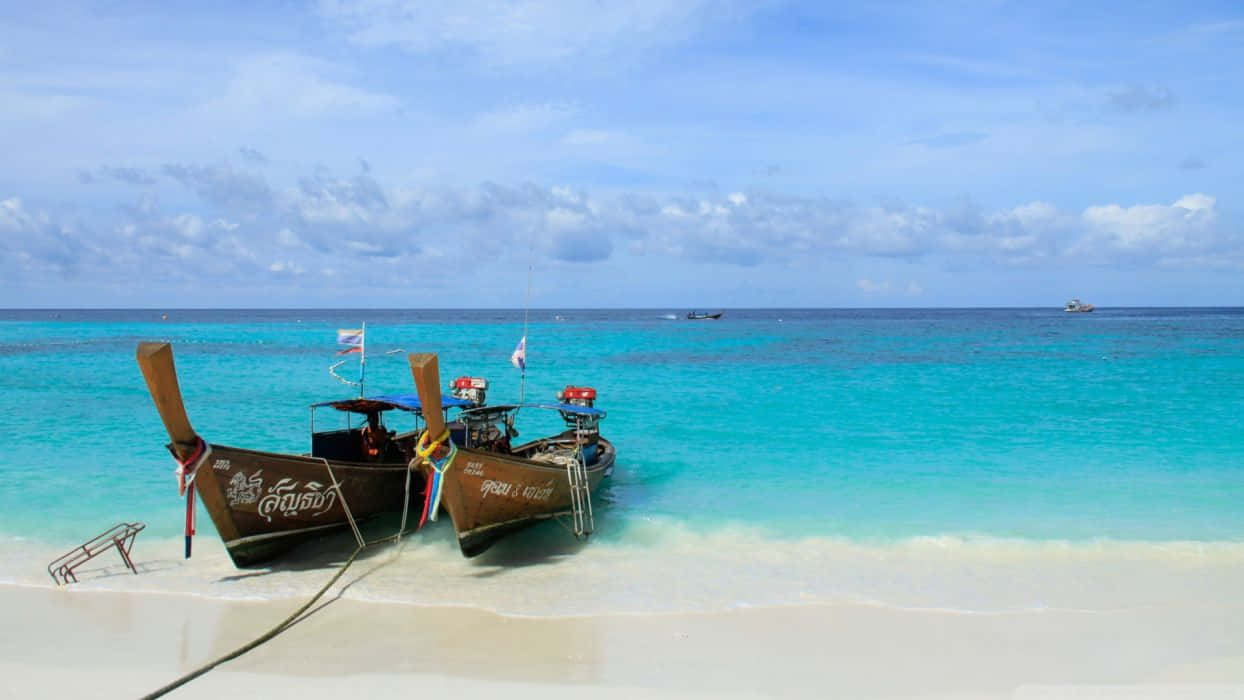 Thailand Beach, longtail boats, white sand beach, SD Desktop Wallpaper