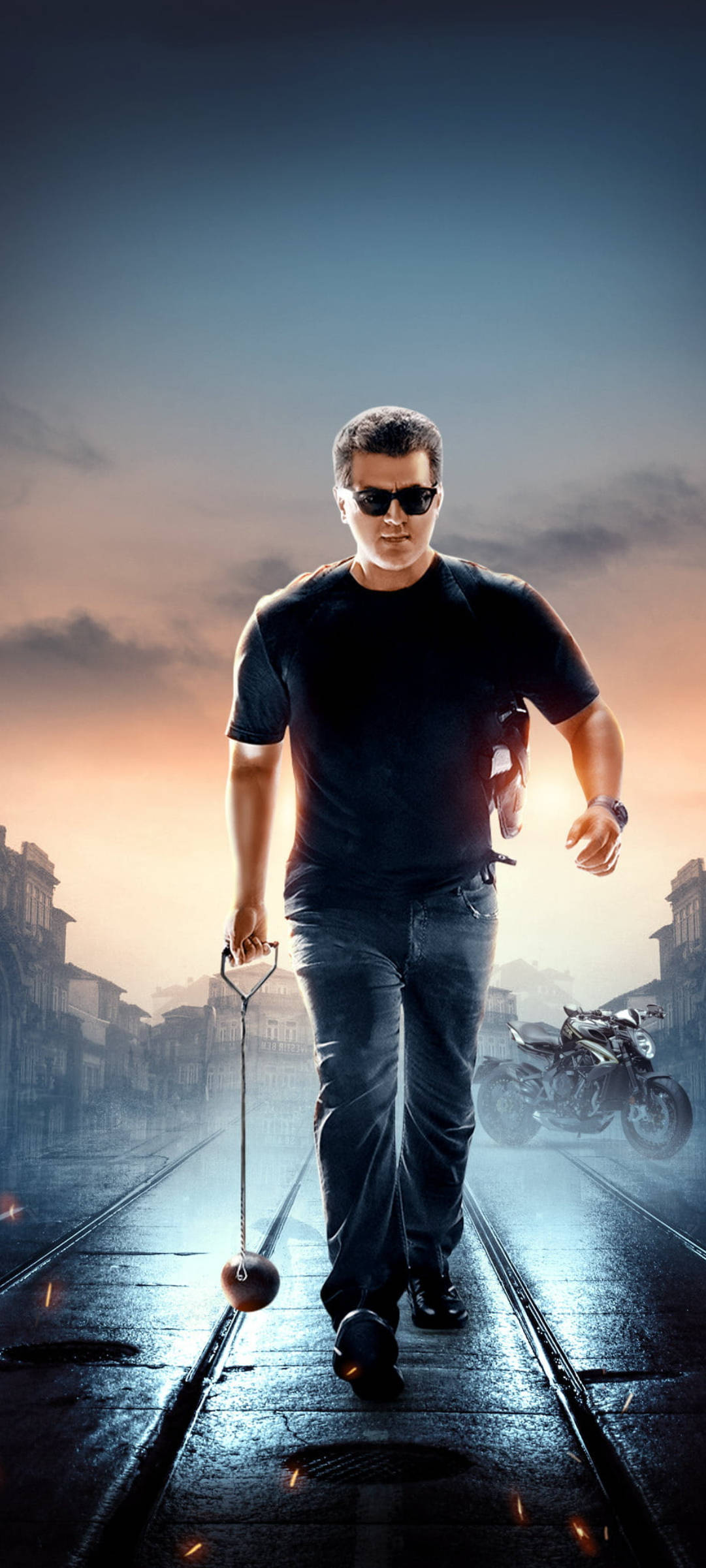 Thala Ajith, sunglasses, wet city tracks, Full HD Phone Wallpaper