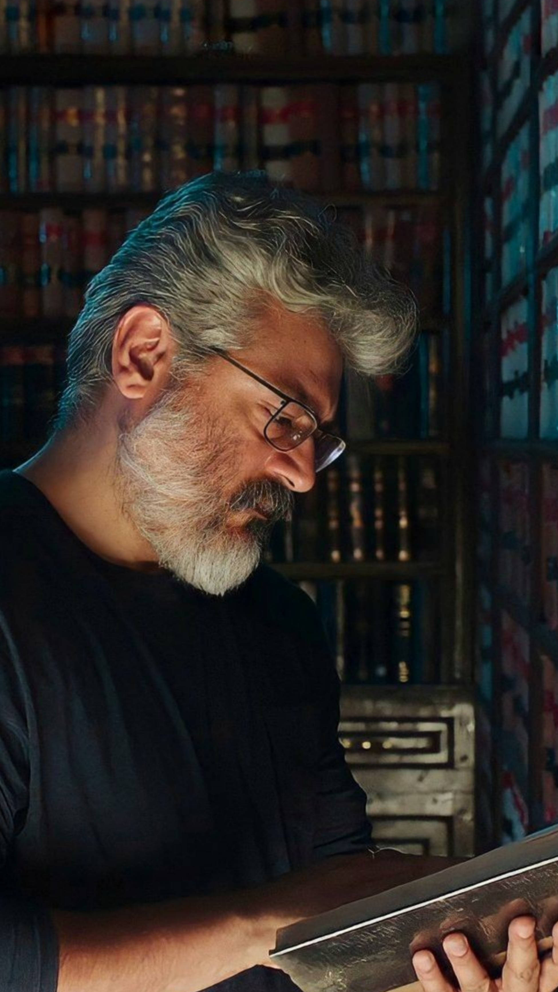 Thala Ajith, gray hair, beard, 2K Phone Wallpaper