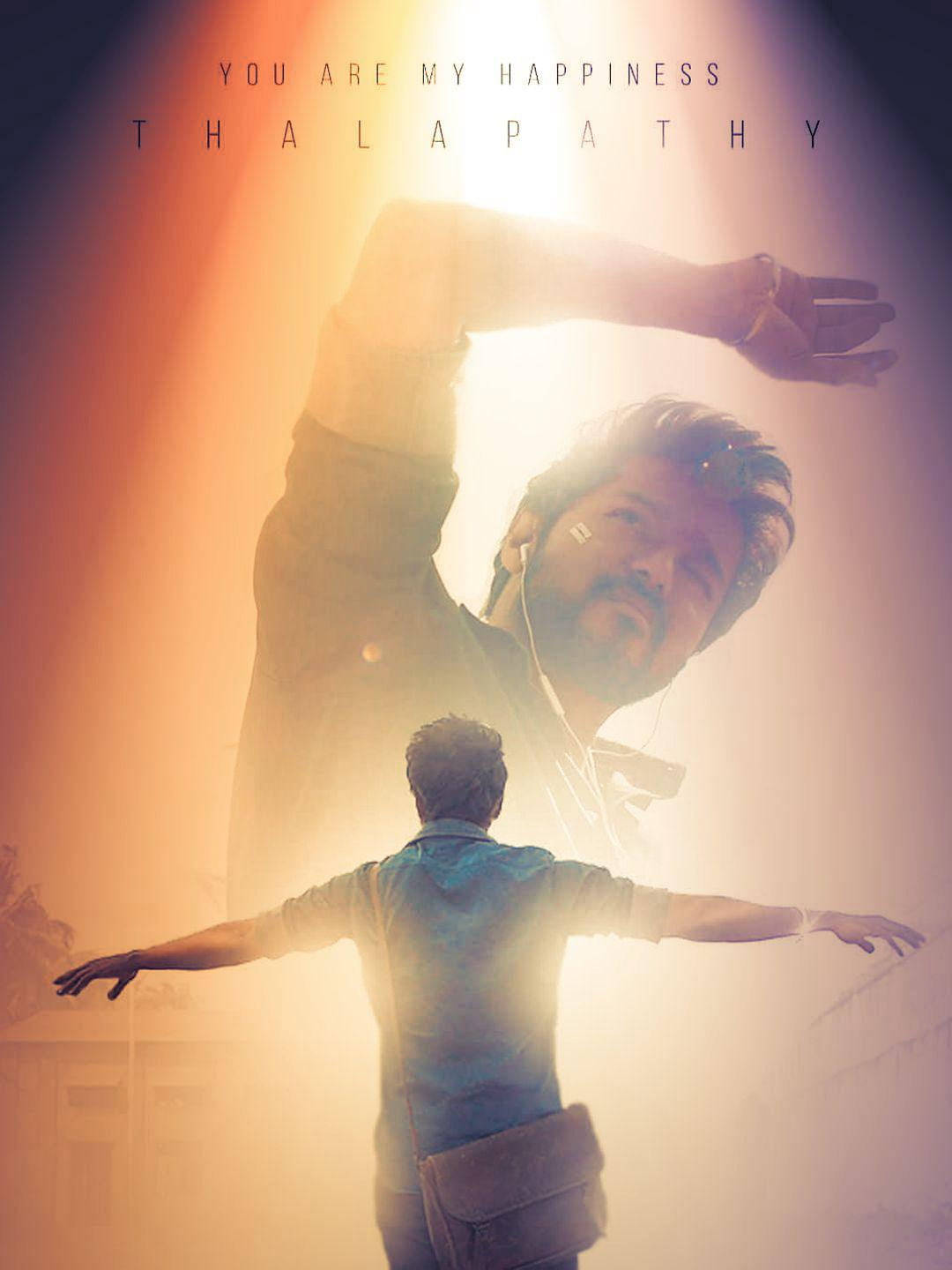 Thalapathy HD, glowing silhouette, warm hazy backdrop, HD Phone Wallpaper