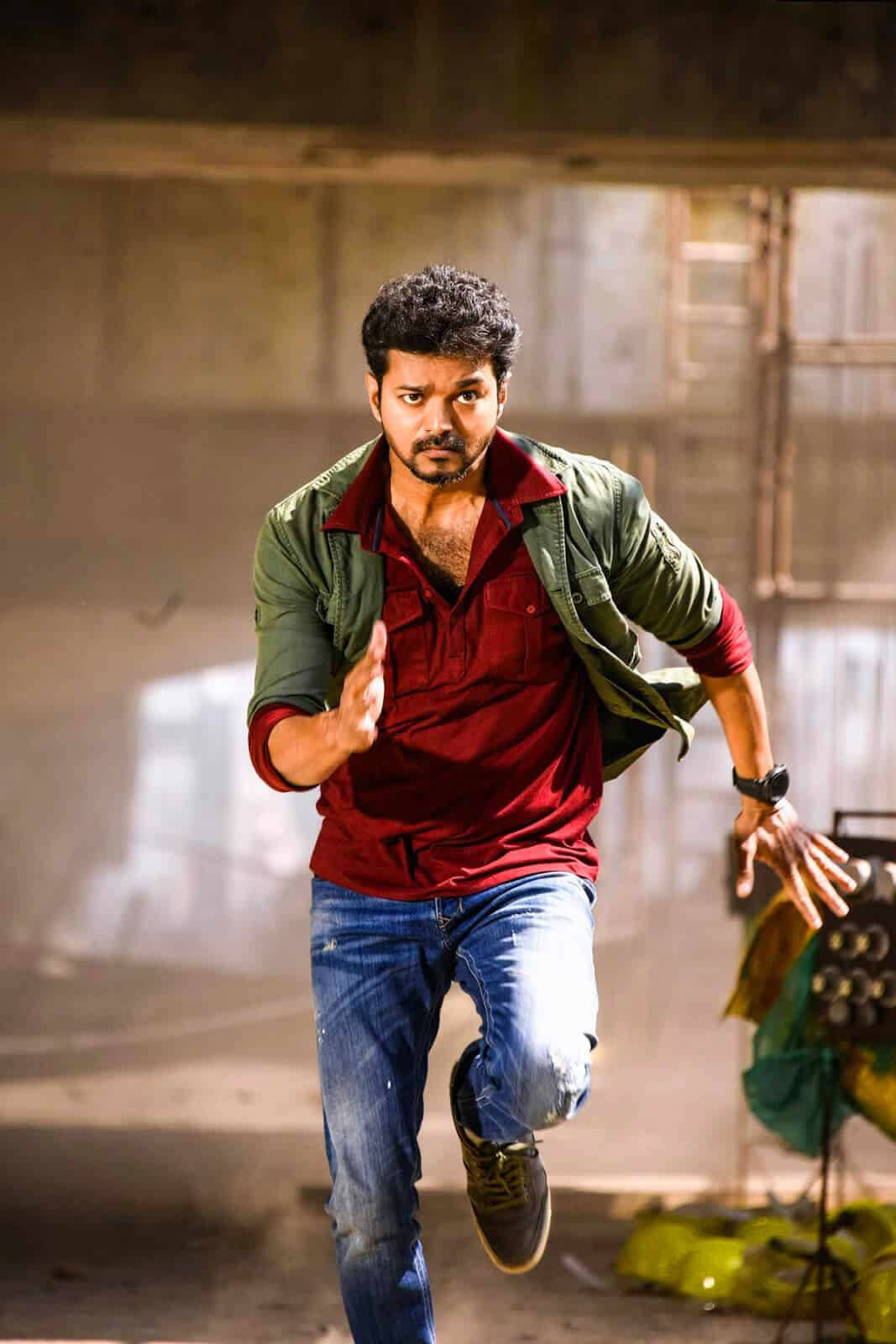 Thalapathy, red shirt, green jacket, HD Phone Wallpaper