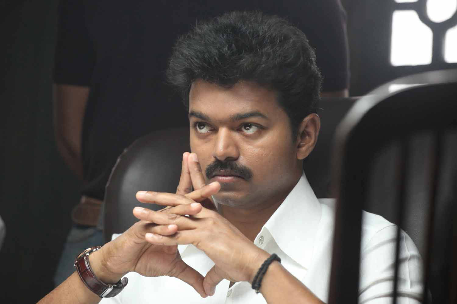 Thalapathy HD, mustache, white shirt, HD Desktop Wallpaper