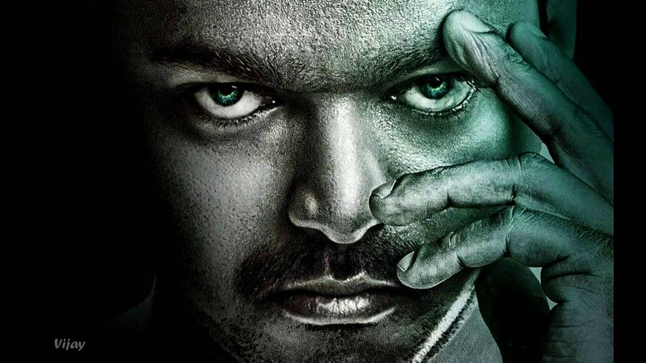 Thalapathy HD, green eyes, dark background, HD Desktop Wallpaper