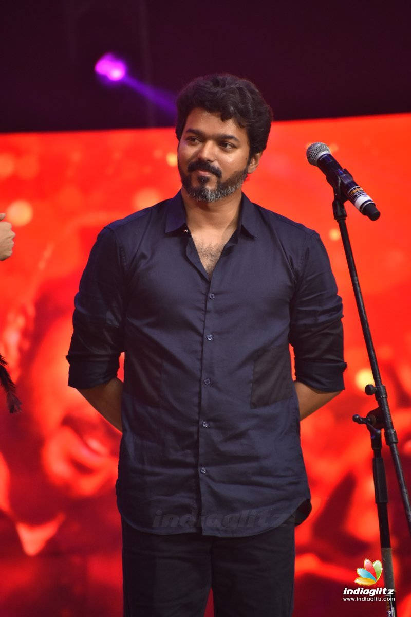 Thalapathy, red background, purple stage lights, SD Phone Wallpaper