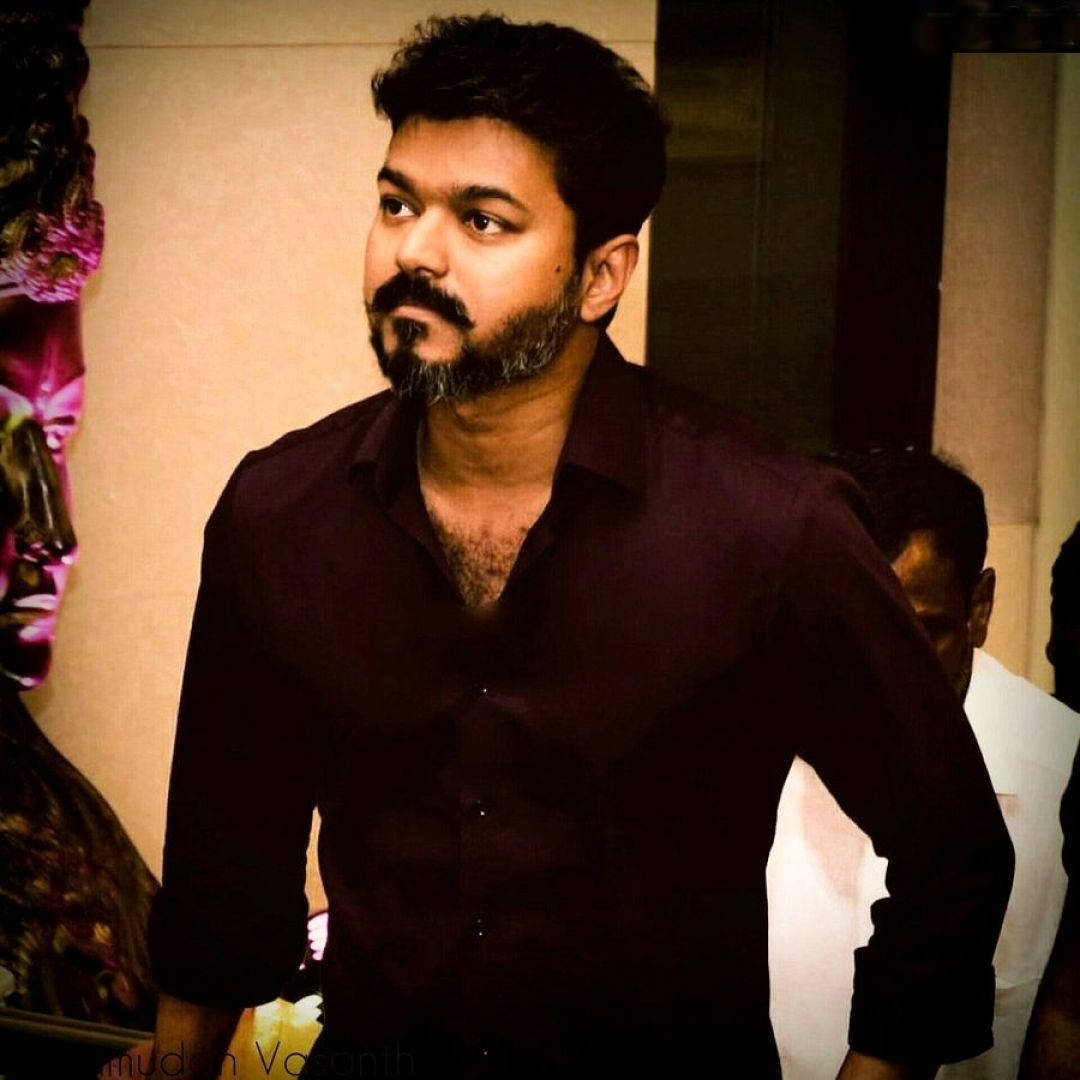 Thalapathy Vijay, mustache, dark beard, SD Desktop Wallpaper