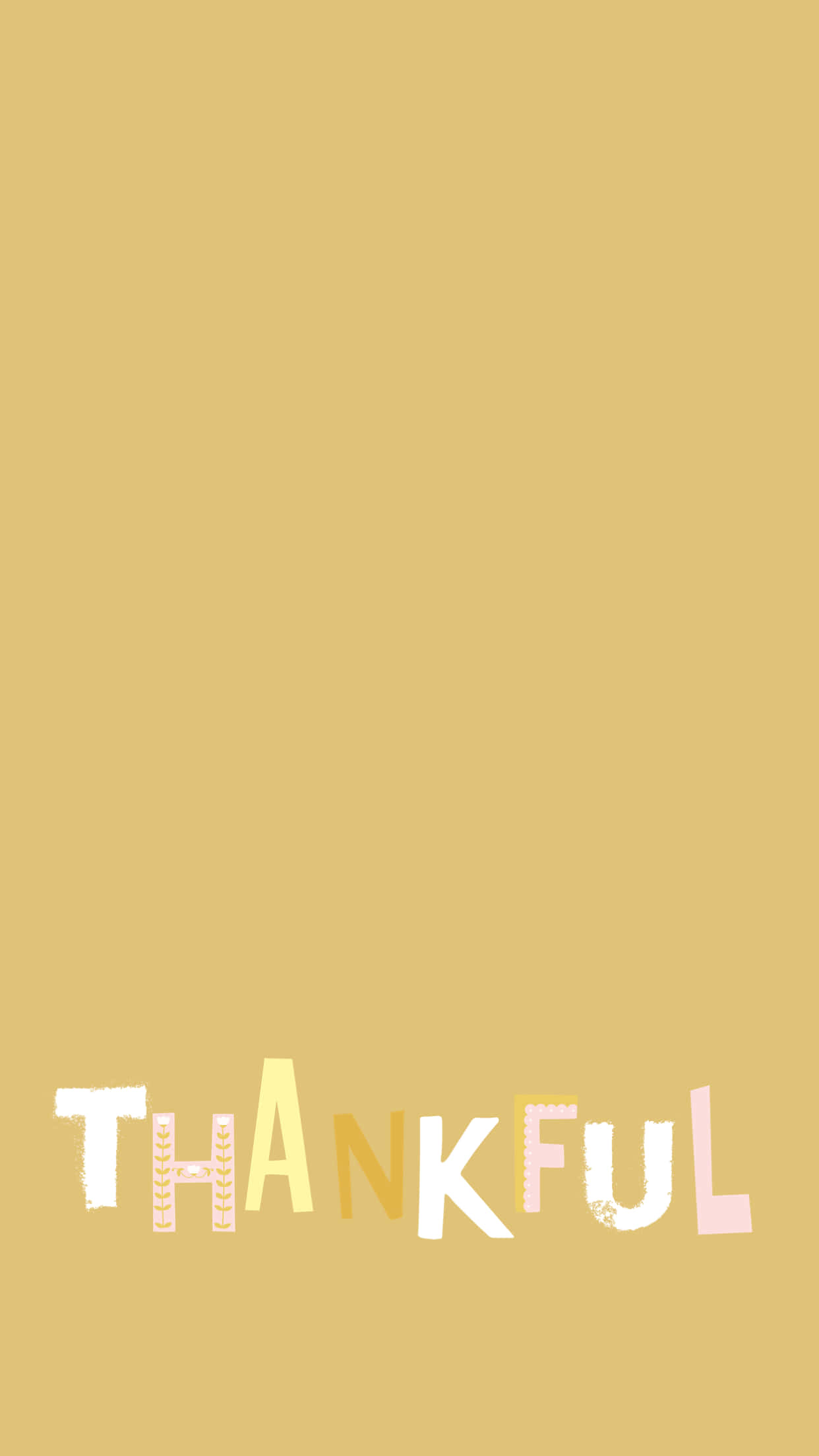 mustard yellow, playful pastel letters, thankful, Full HD Phone Wallpaper