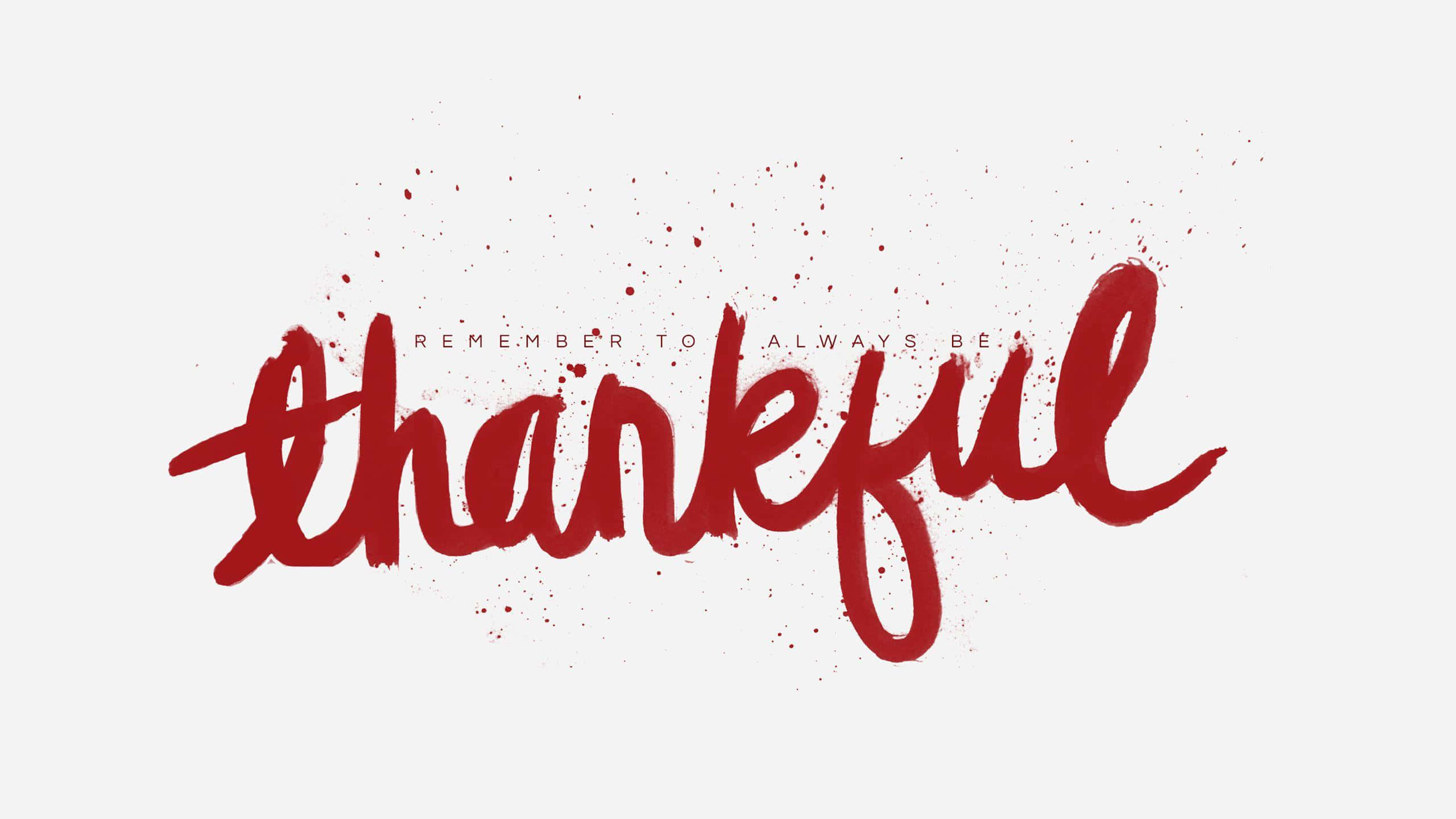 red aesthetic, thankful, bold red brushstroke lettering, 2K Desktop Wallpaper