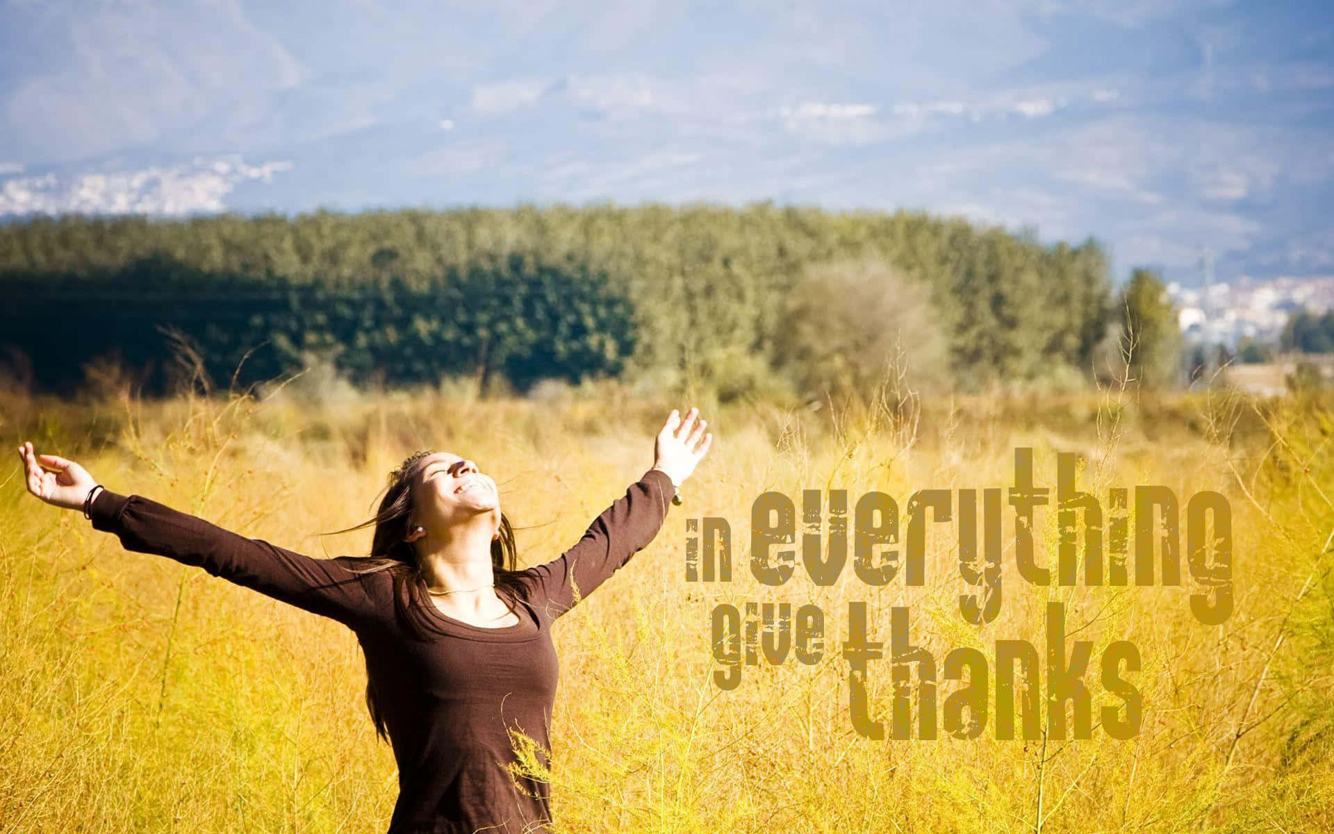 Thankful Woman Quotes, sunlit golden field, mountains, Full HD Desktop Wallpaper