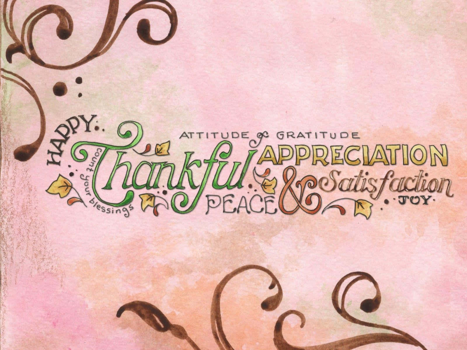 watercolor textured background, soft pinks and peach hues, elegant calligraphy, HD Desktop Wallpaper