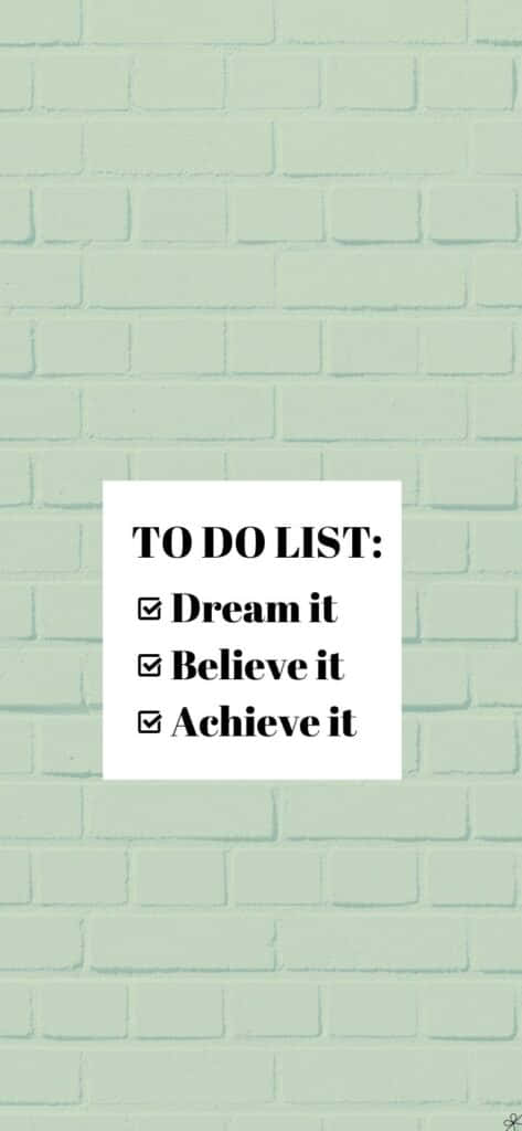 minimalist to-do list, pale green brick wall background, small things in life, SD Phone Wallpaper