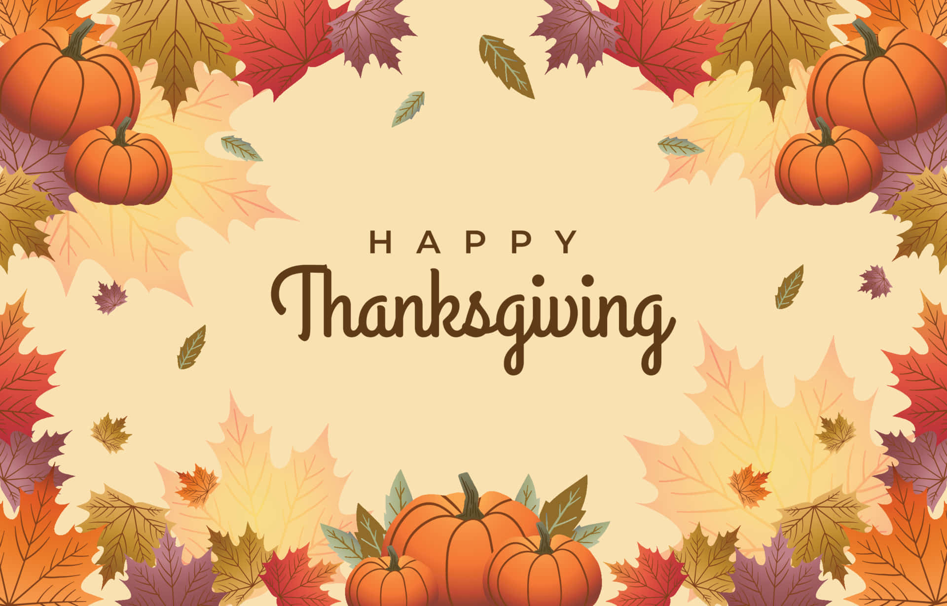 Thanksgiving, autumn leaves, pumpkins, Full HD Desktop Wallpaper
