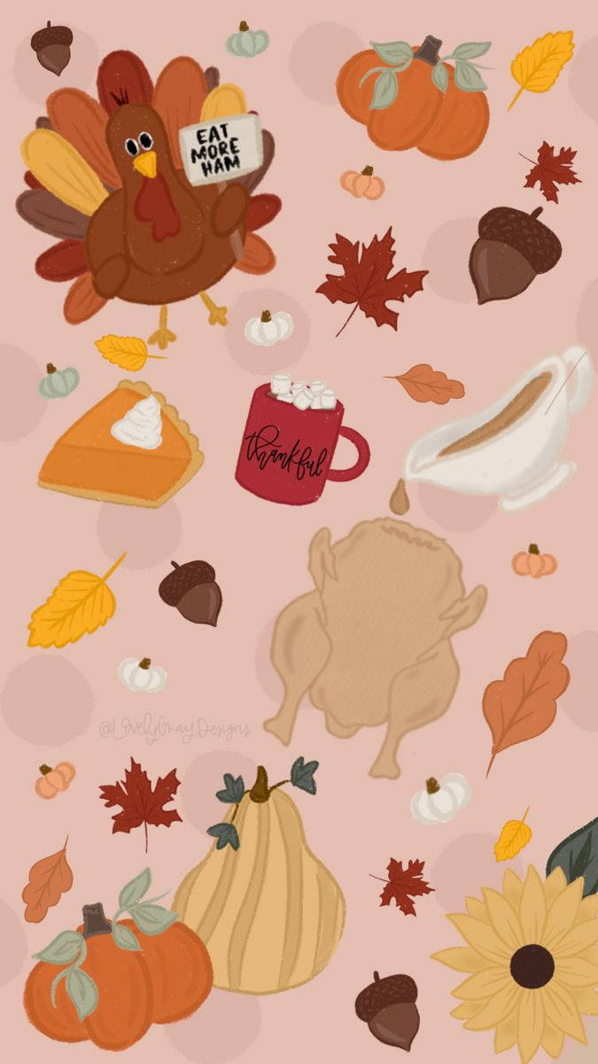 Thanksgiving, cartoon turkey, pumpkin, SD Phone Wallpaper