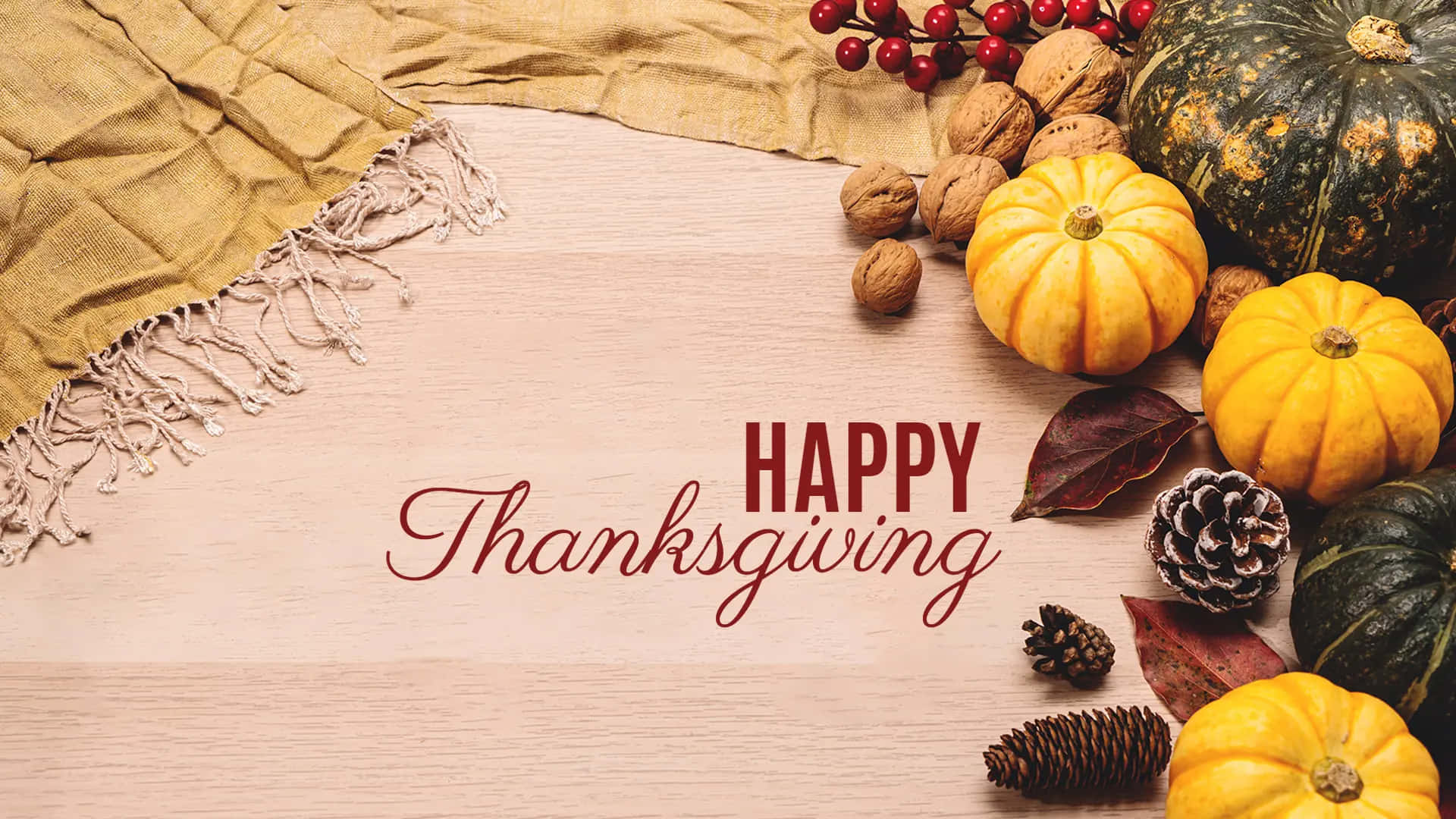 Thanksgiving, pumpkins, pine cones, Full HD Desktop Wallpaper