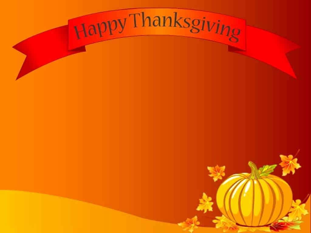 Happy Thanksgiving, red ribbon, pumpkin, SD Desktop Wallpaper