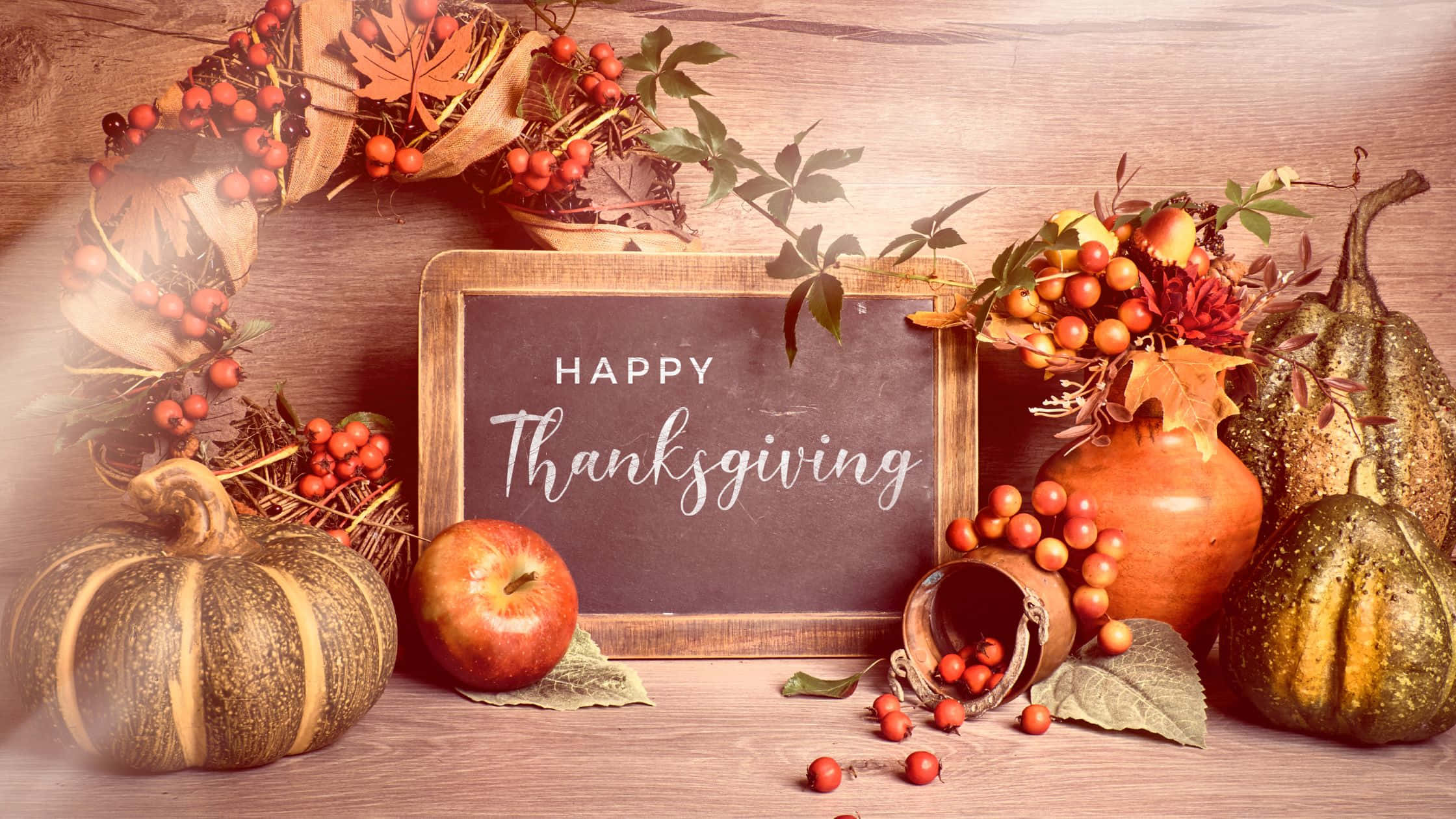 Thanksgiving, autumn bouquet of leaves and fruits, rustic wooden table, Full HD Desktop Wallpaper
