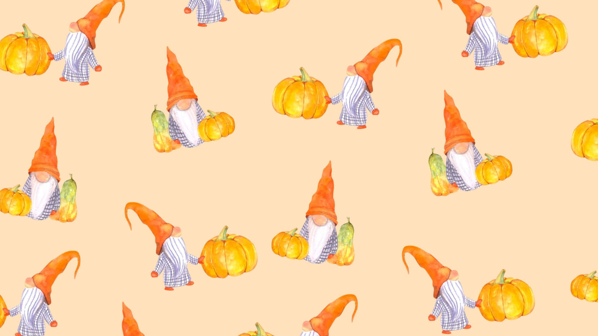 Thanksgiving Gnome, watercolor gnomes, striped shirts, Full HD Desktop Wallpaper