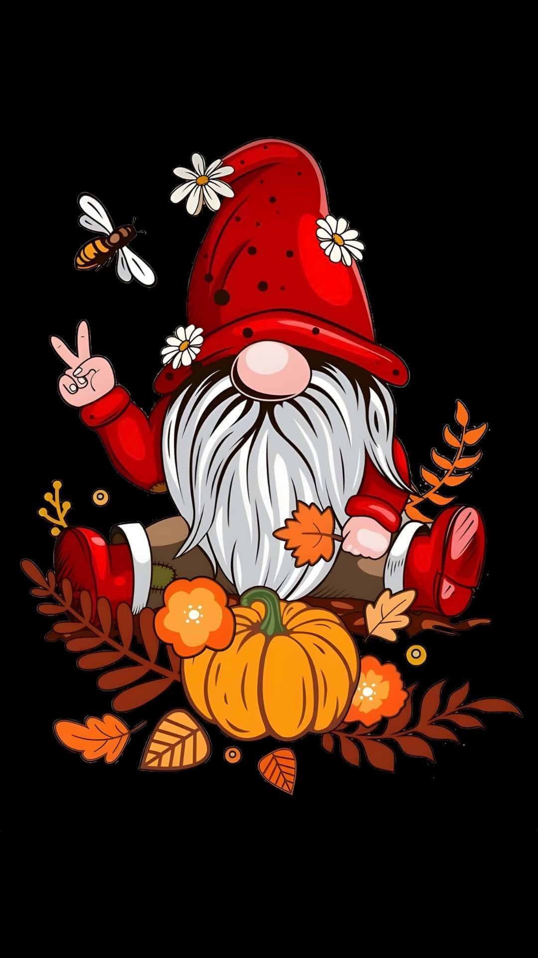 Thanksgiving Gnome, pumpkin, red hat, Full HD Phone Wallpaper