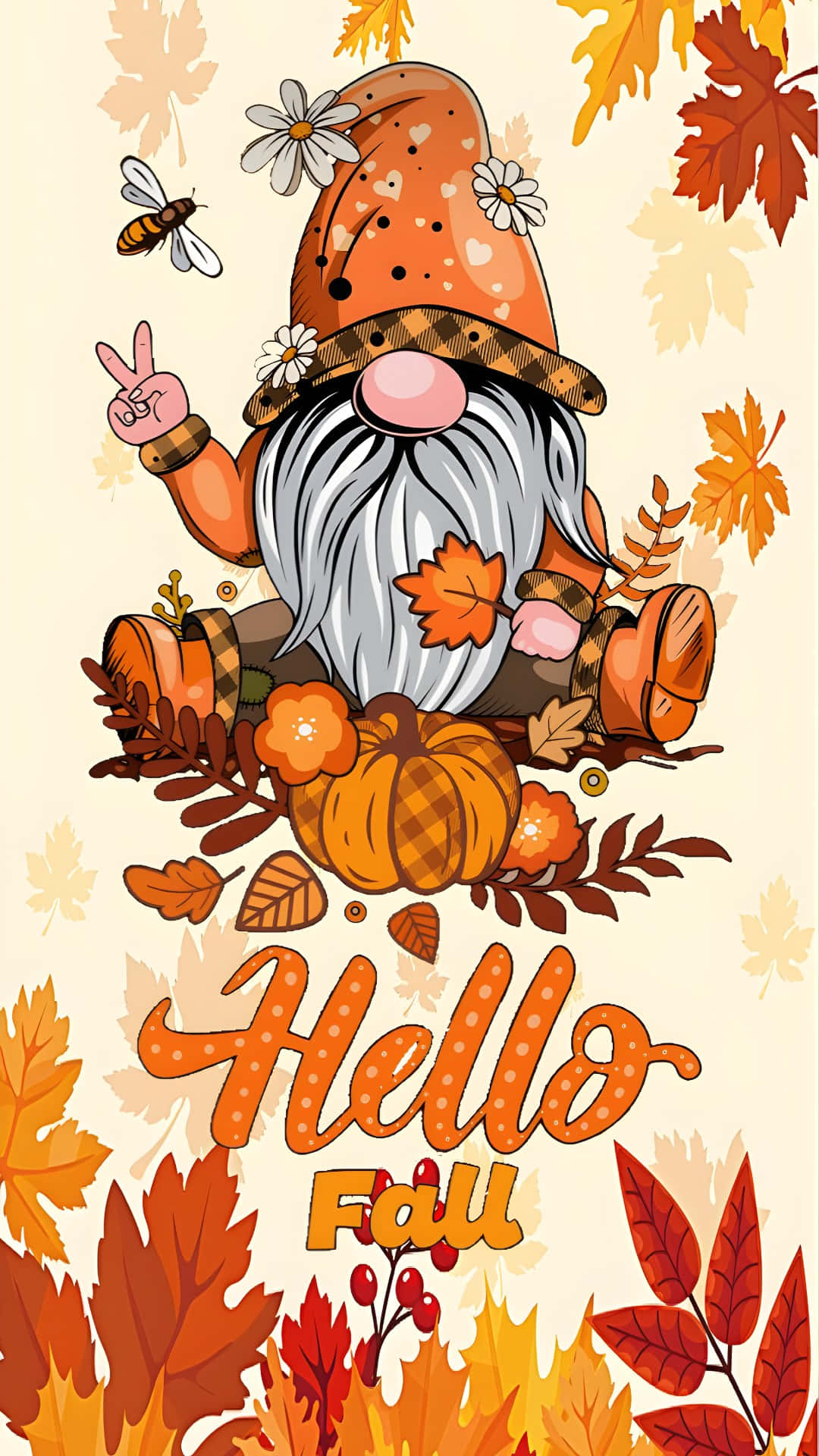 Thanksgiving Gnome, white beard, orange hat, Full HD Phone Wallpaper