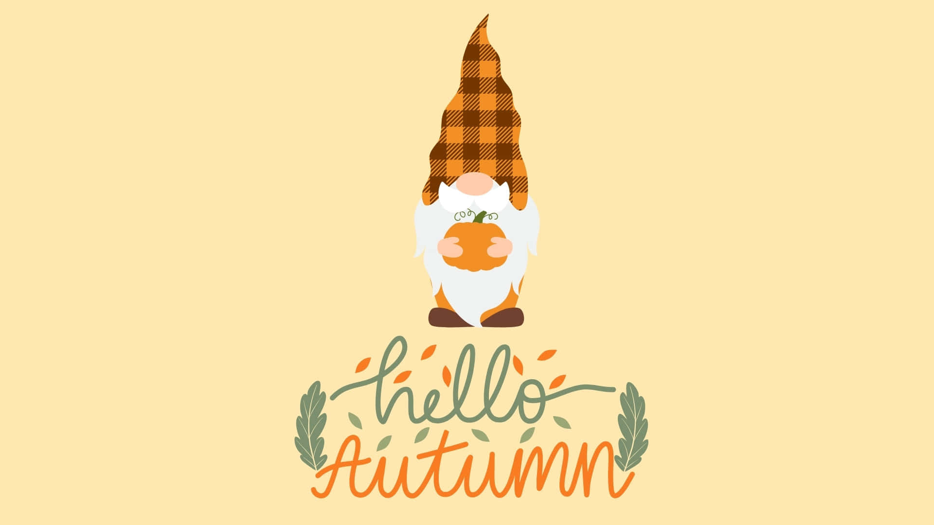 Thanksgiving Gnome, hello autumn, plaid hat, Full HD Desktop Wallpaper
