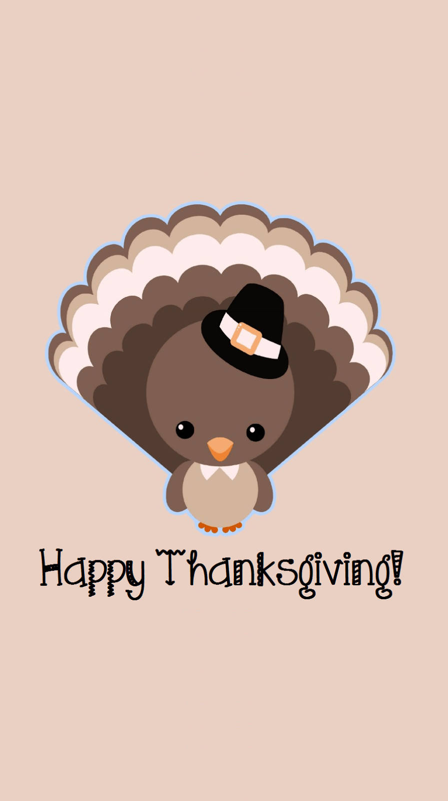 cute cartoon turkey, pilgrim hat, fanned tail feathers, HD Phone Wallpaper