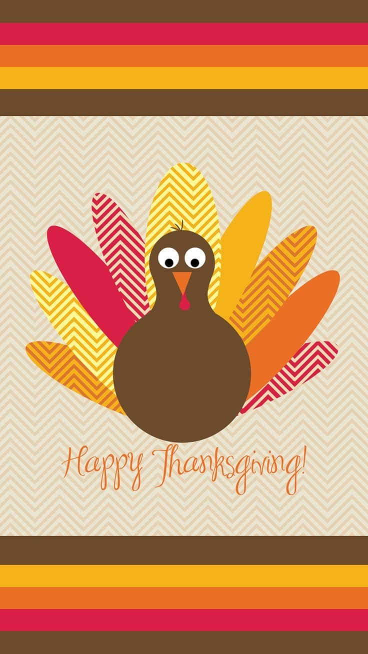 Thanksgiving, cartoon turkey, chevron background, HD Phone Wallpaper