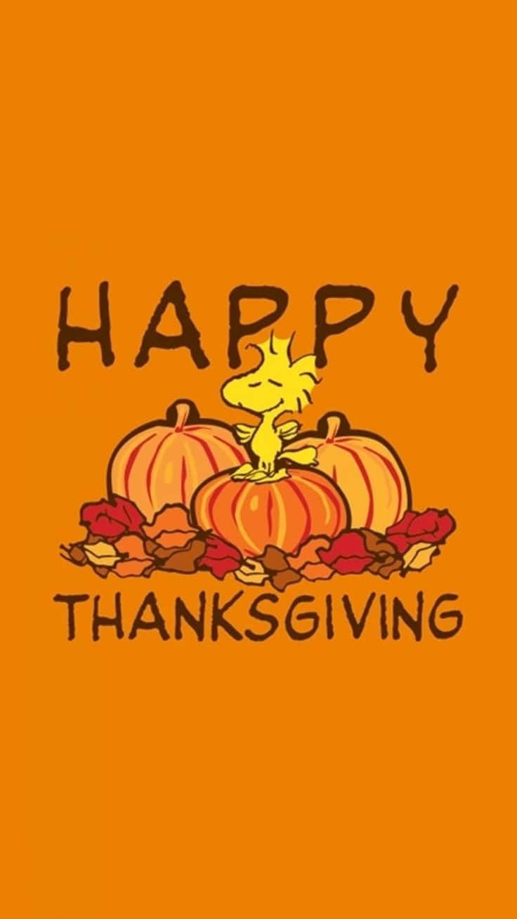 Thanksgiving Phone, cheerful yellow bird, pumpkins, HD Phone Wallpaper