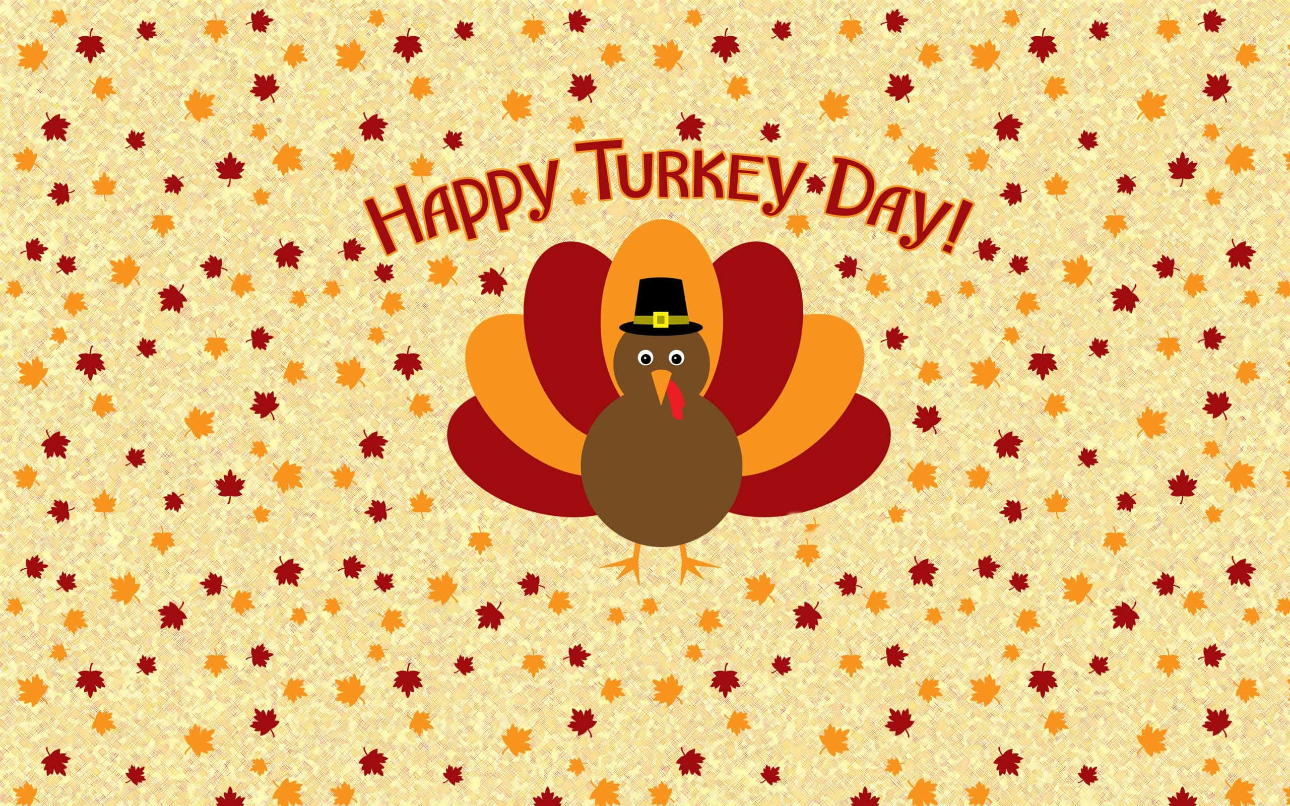 Happy Thanksgiving, turkey, pilgrim hat, 2K Desktop Wallpaper