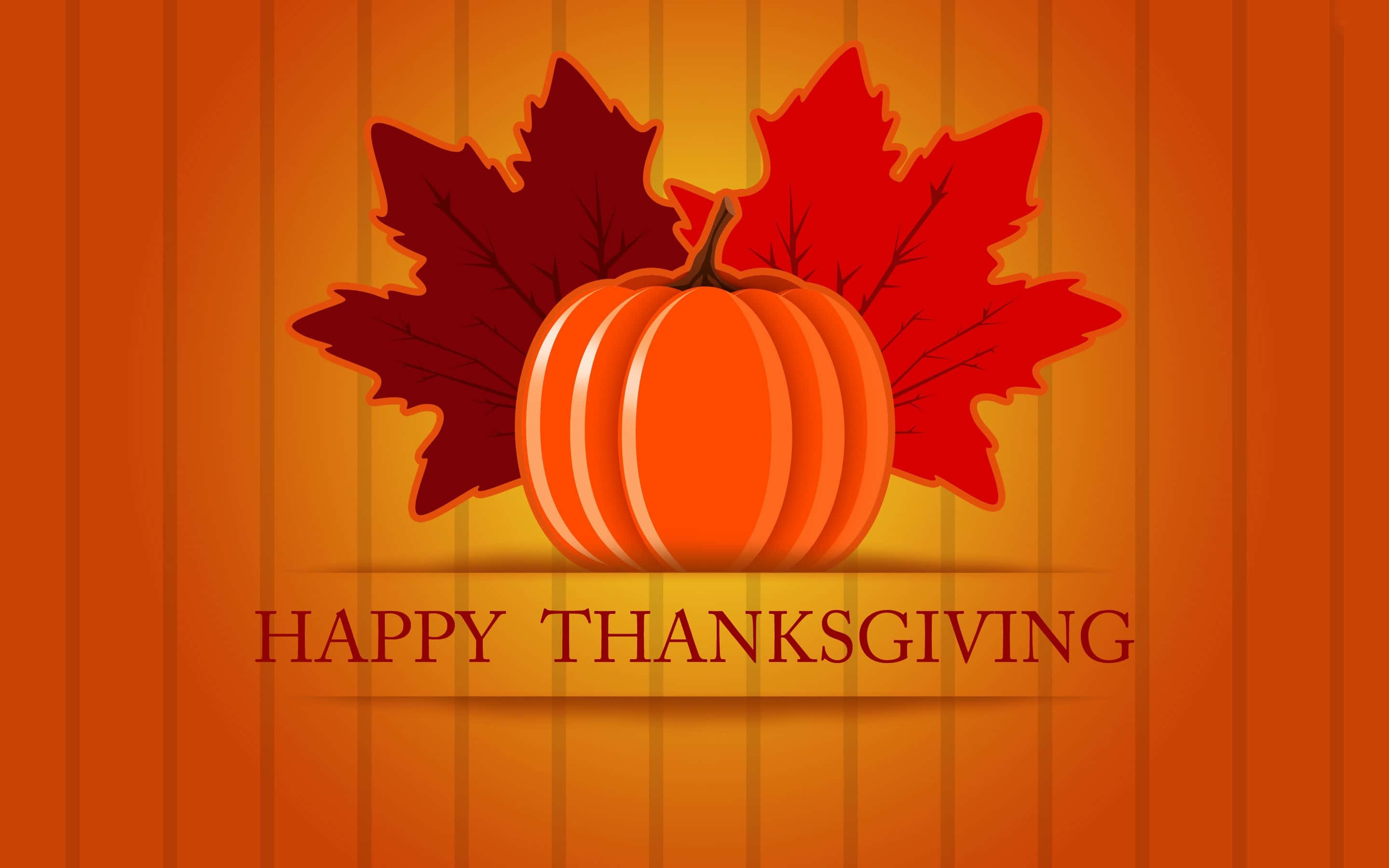 Pumpkin, Red maple leaves, Warm gradient background, 2K Desktop Wallpaper