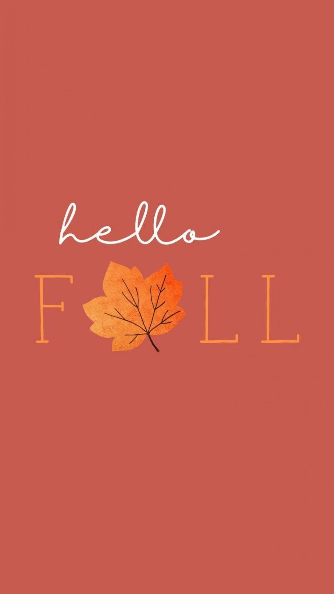 terracotta, orange maple leaf, hello FOLL, HD Phone Wallpaper