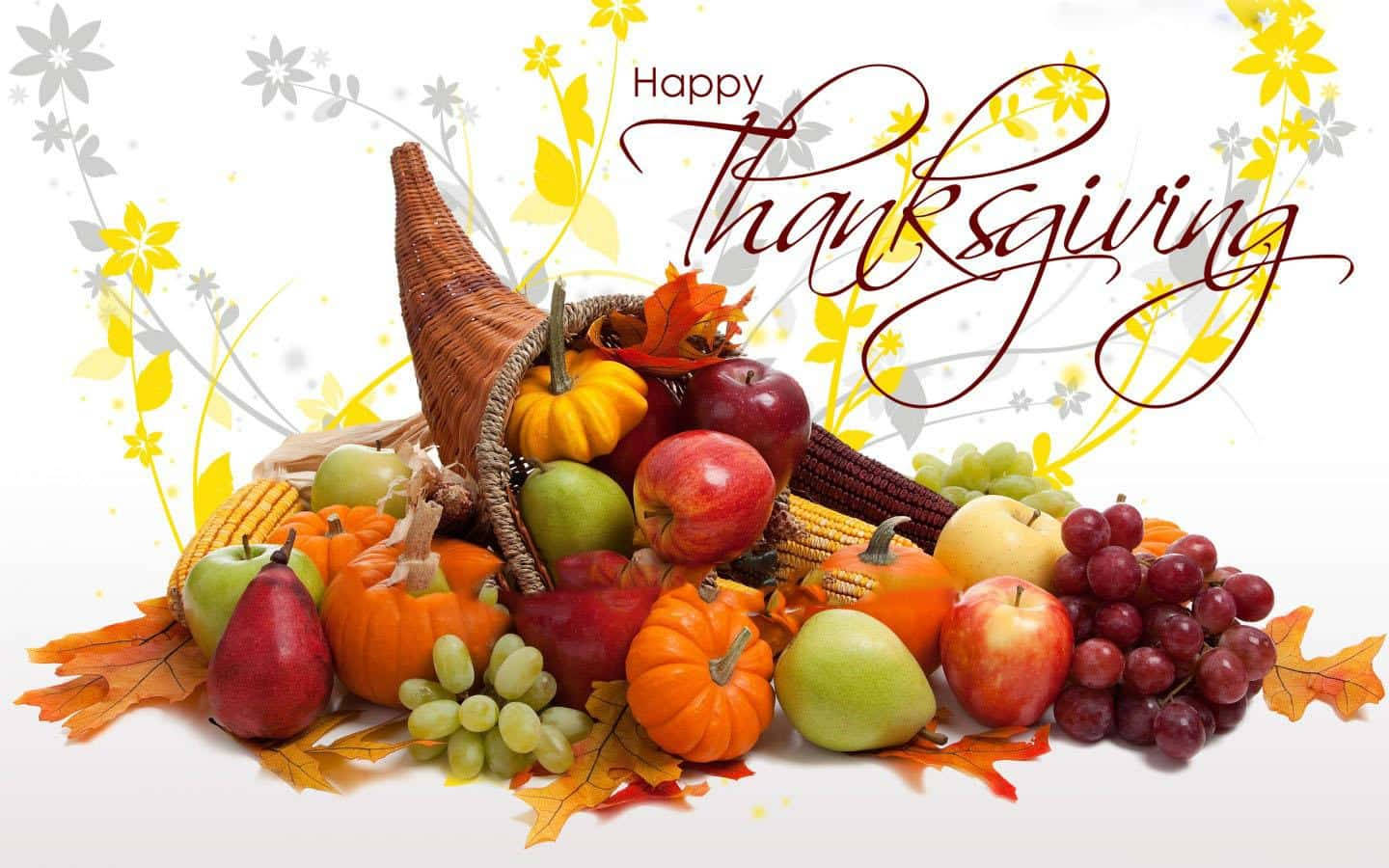 Thanksgiving fruit season, cornucopia, pumpkins, HD Desktop Wallpaper