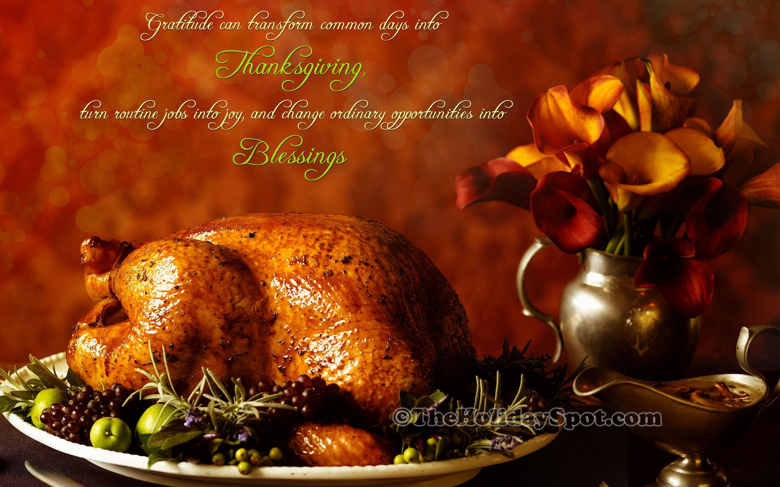 roasted turkey, grapes, rosemary, 2K Desktop Wallpaper